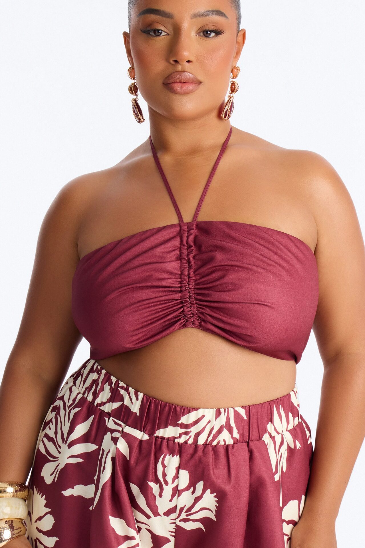 Hibiscus Moon Pant Set - Burgundy