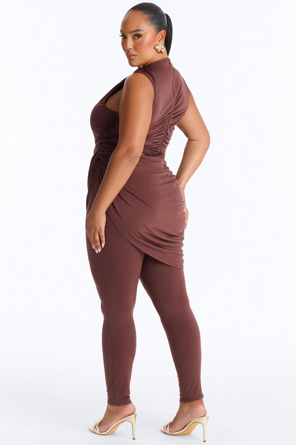Got A Rush Draped Catsuit - Chocolate