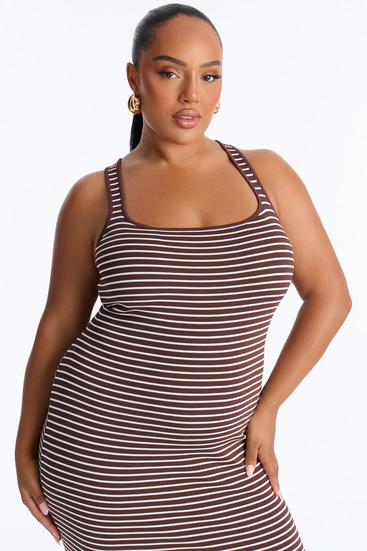 Amelia Striped Maxi Dress - Brown/combo
