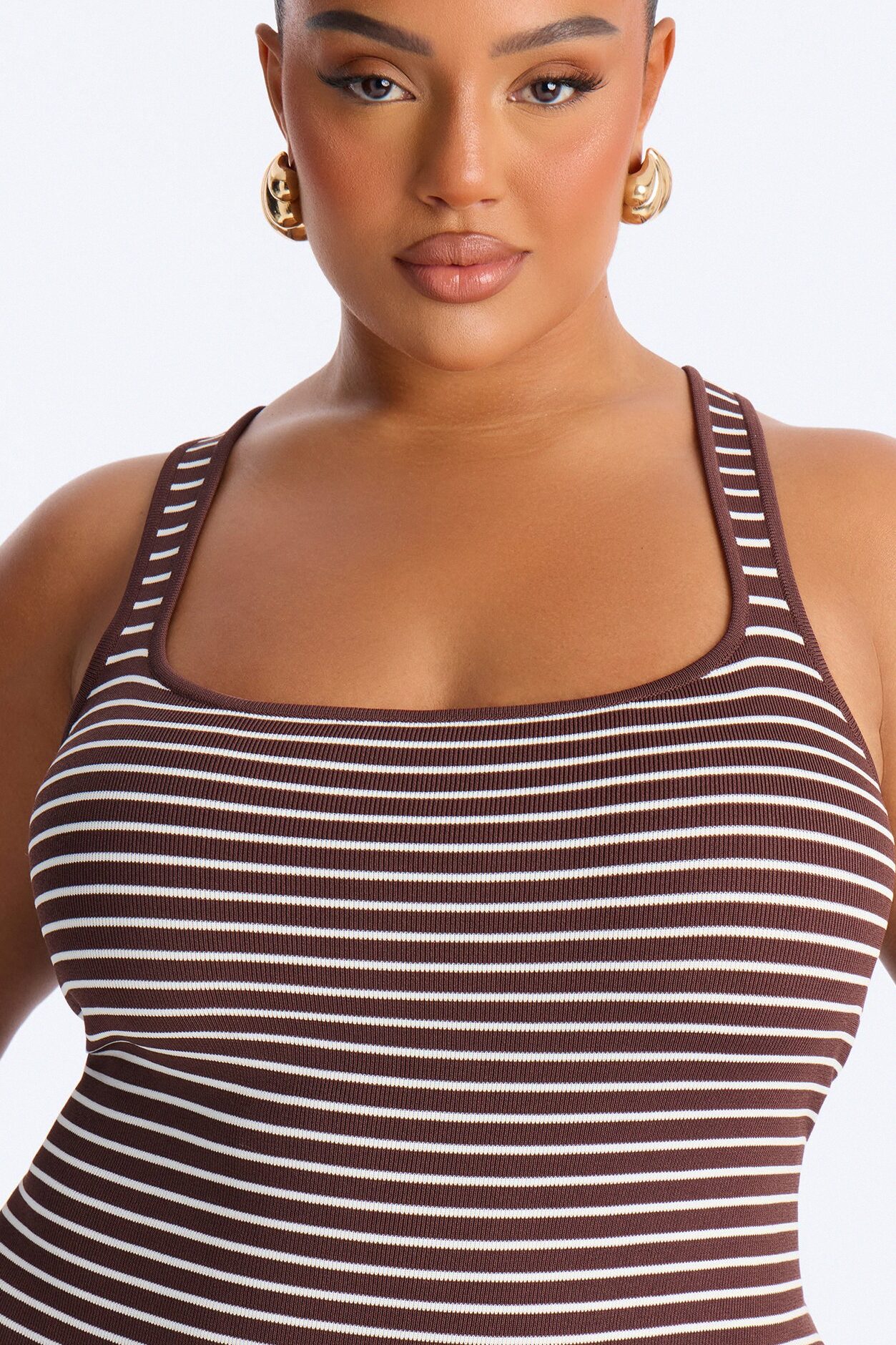 Amelia Striped Maxi Dress - Brown/combo