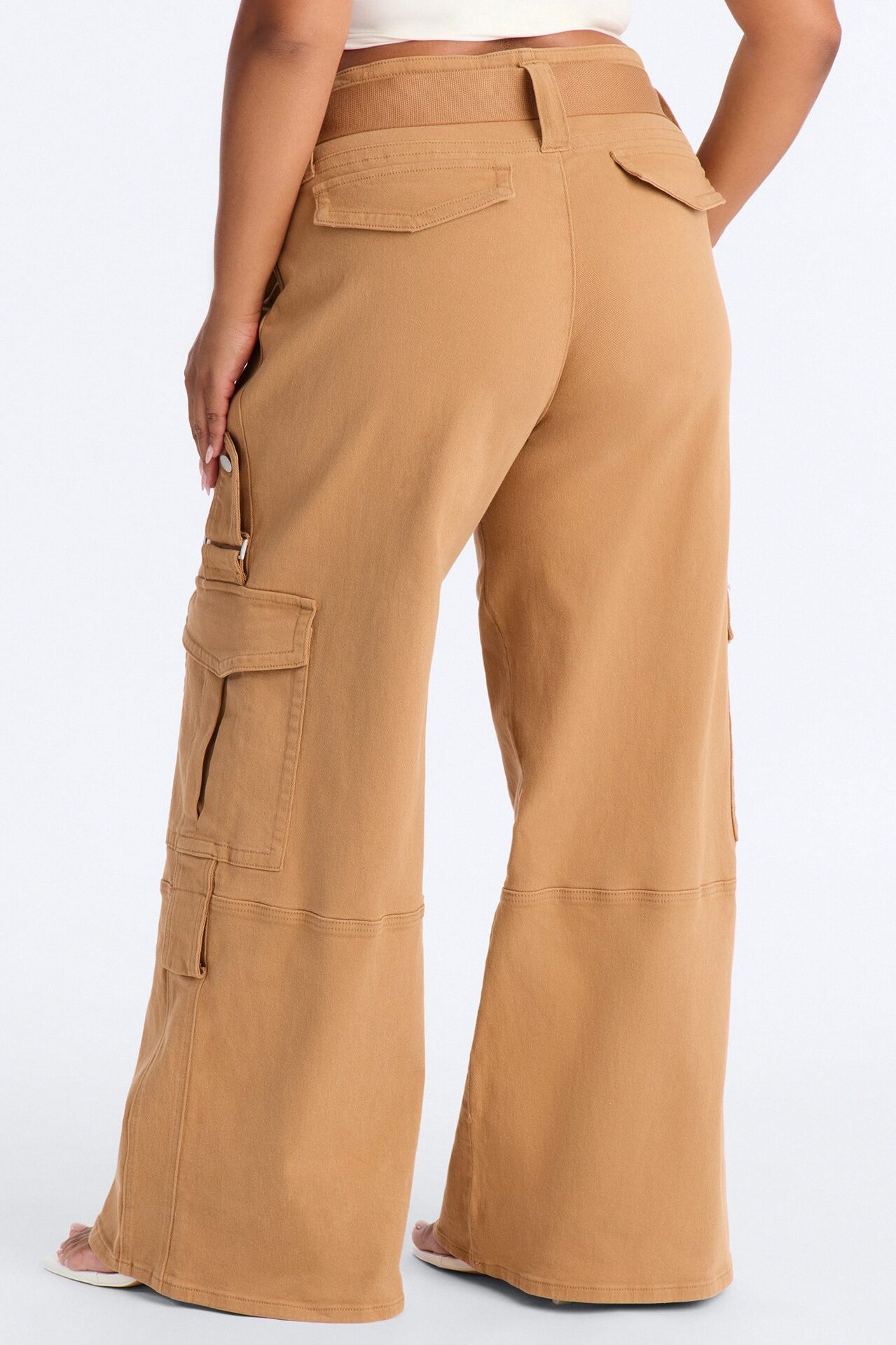 Natalia High Rise Cargo Belted Wide Leg Pant 33″ - Terracotta
