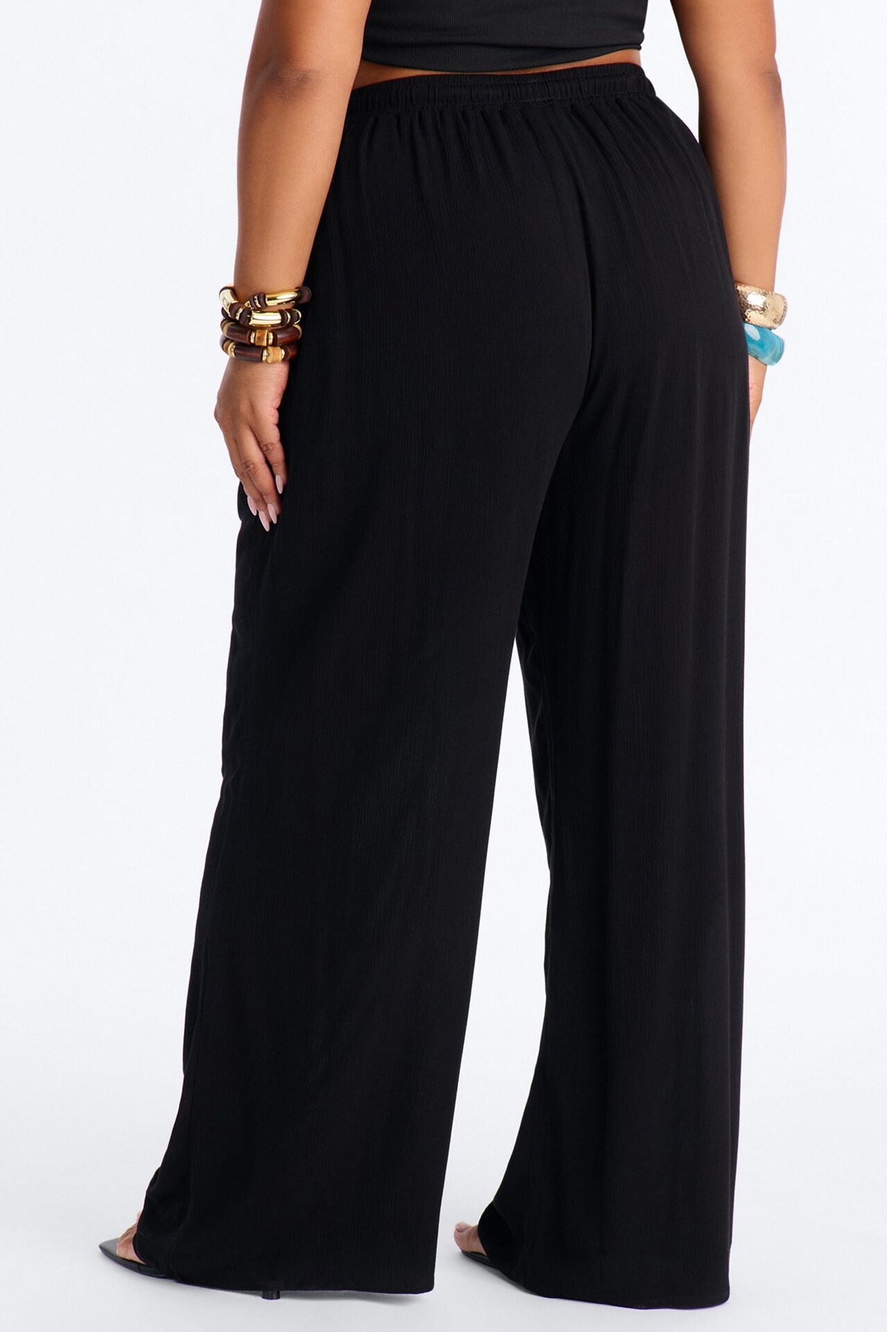 In Cannes For The Summer Wide Leg Gauze Pant - Black