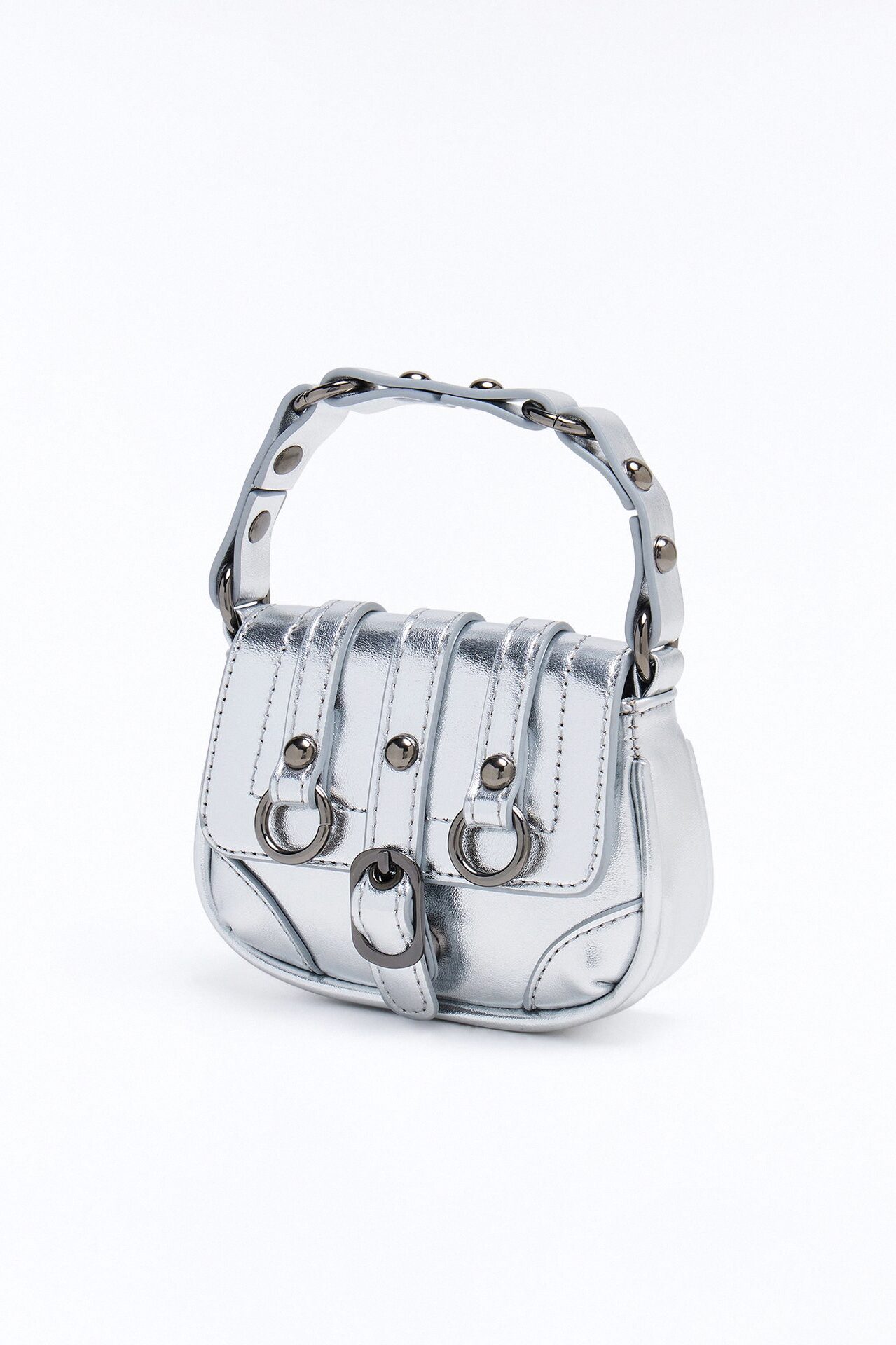 Little Trouble Faux Leather Mini Bag - Silver