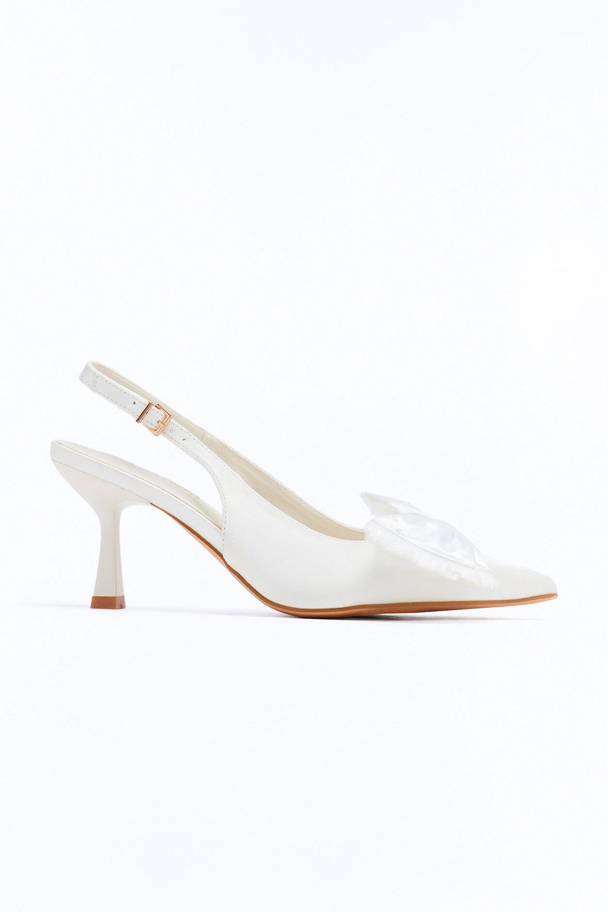 Cia Satin Bow Slingback Pumps - White