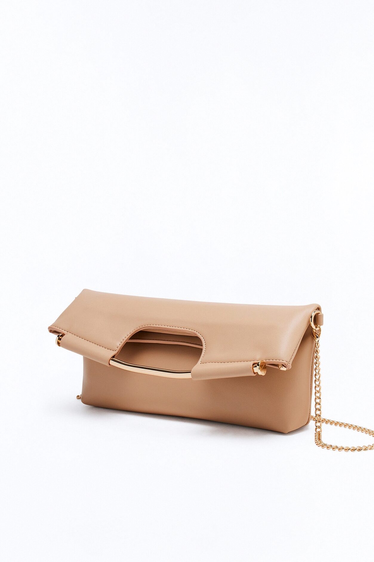 Lights Out Faux Leather Clutch - Nude