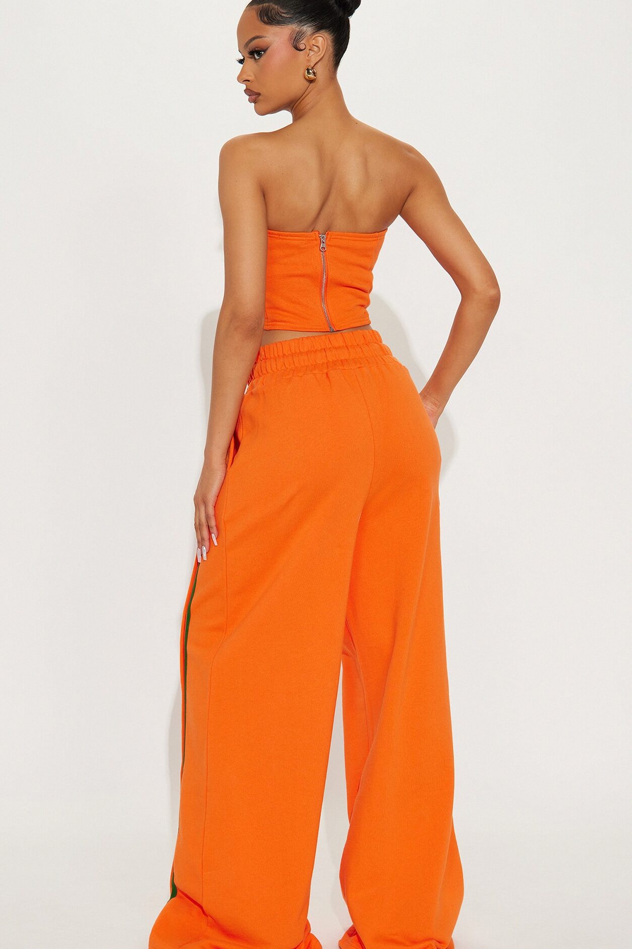 Sara Fleece Track Pant Set - Orange/combo