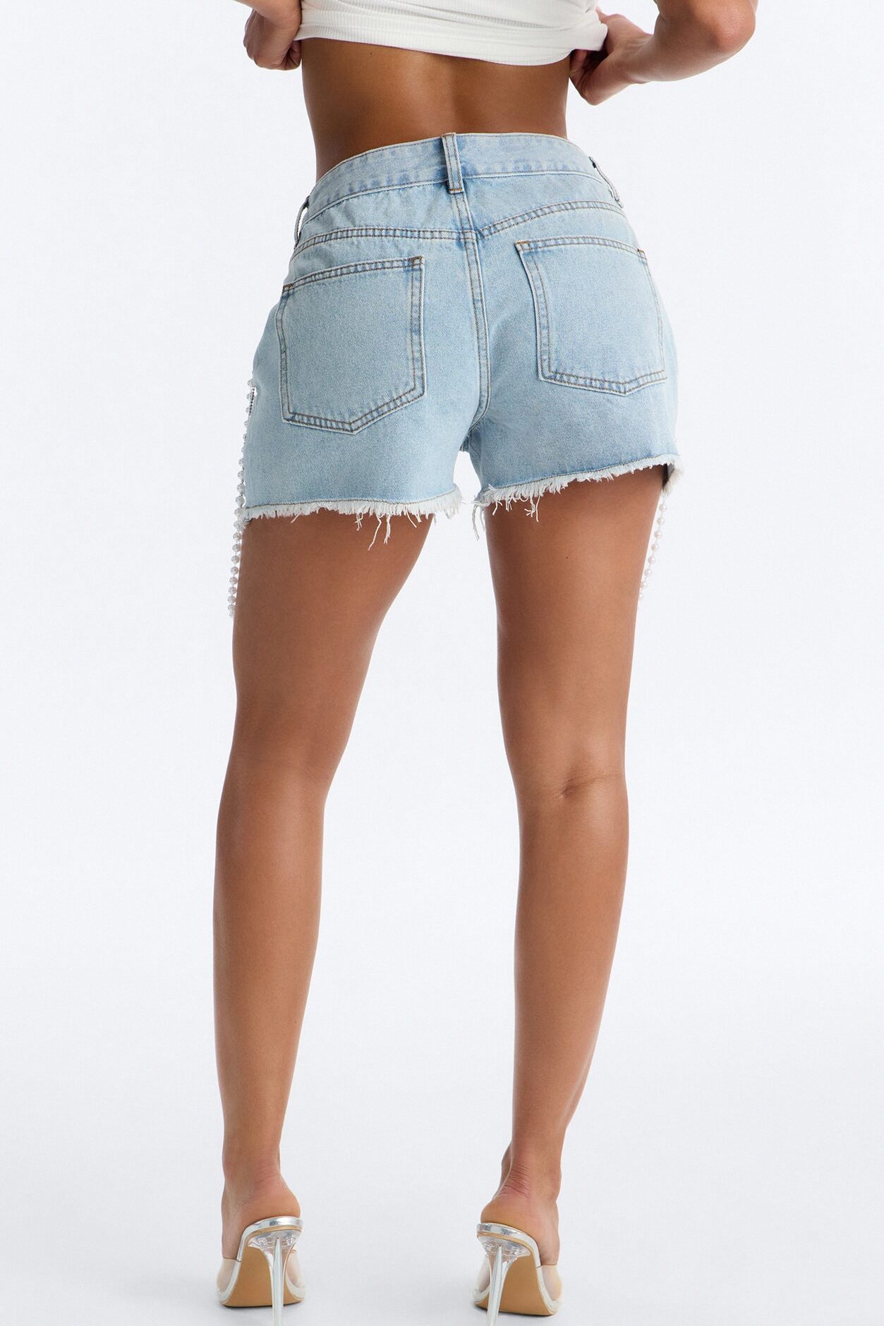 All Dressed Up Ripped Denim Shorts - Light Wash