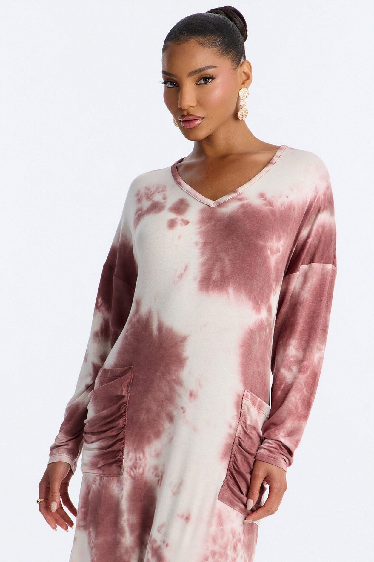 Rayne Tie Dye Maxi Dress - Mauve/combo