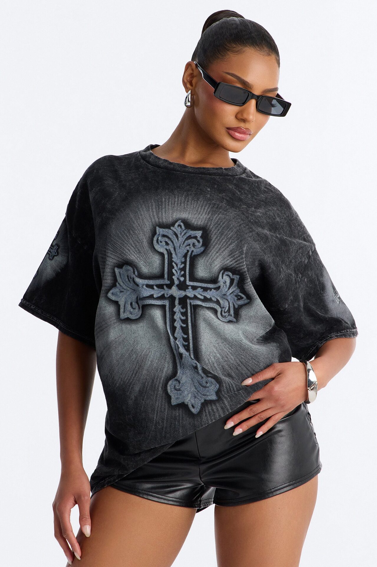 Lights From Above Washed Tee - Black Wash