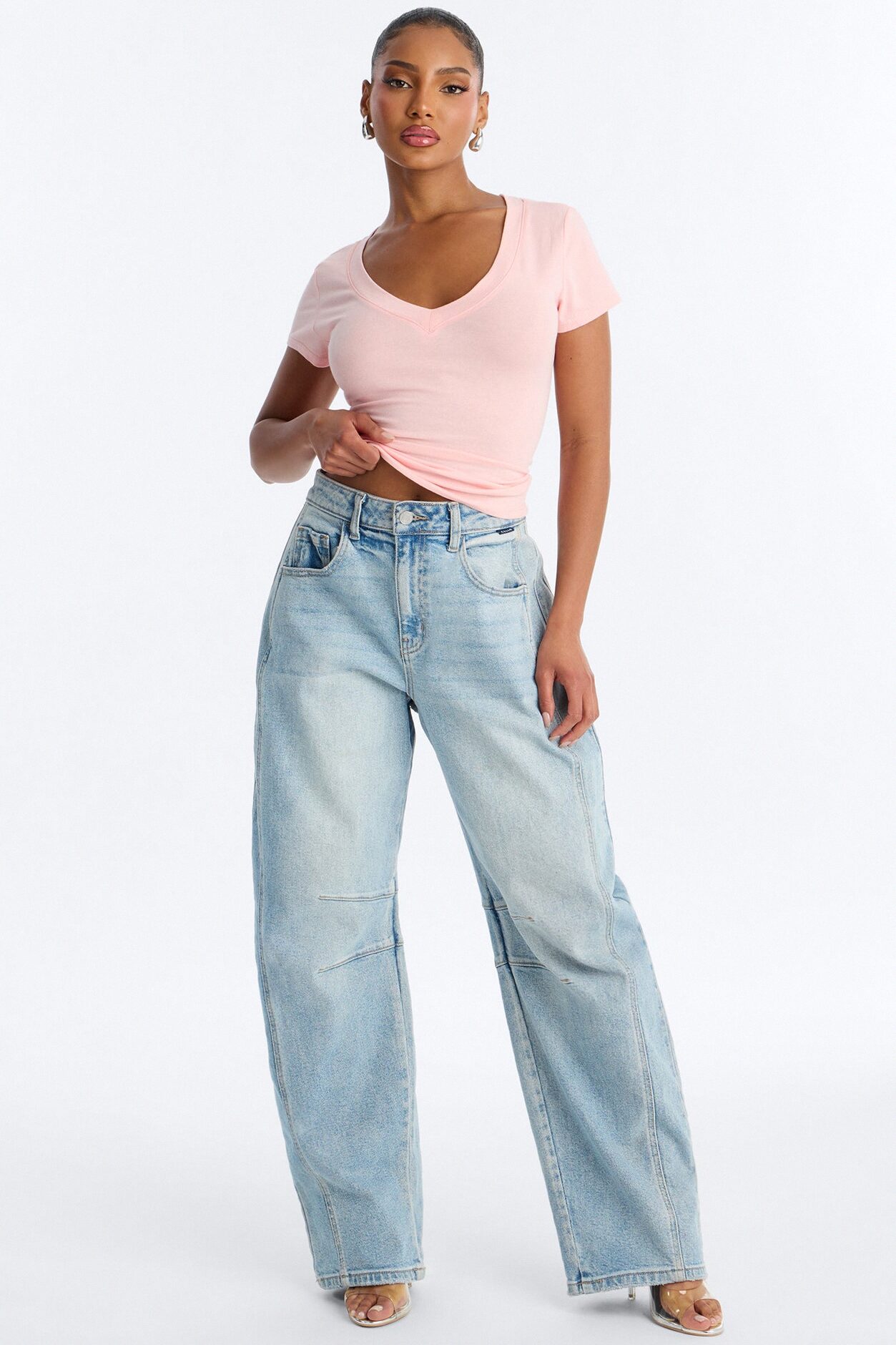 Ashley V-Neck Top - Light Pink