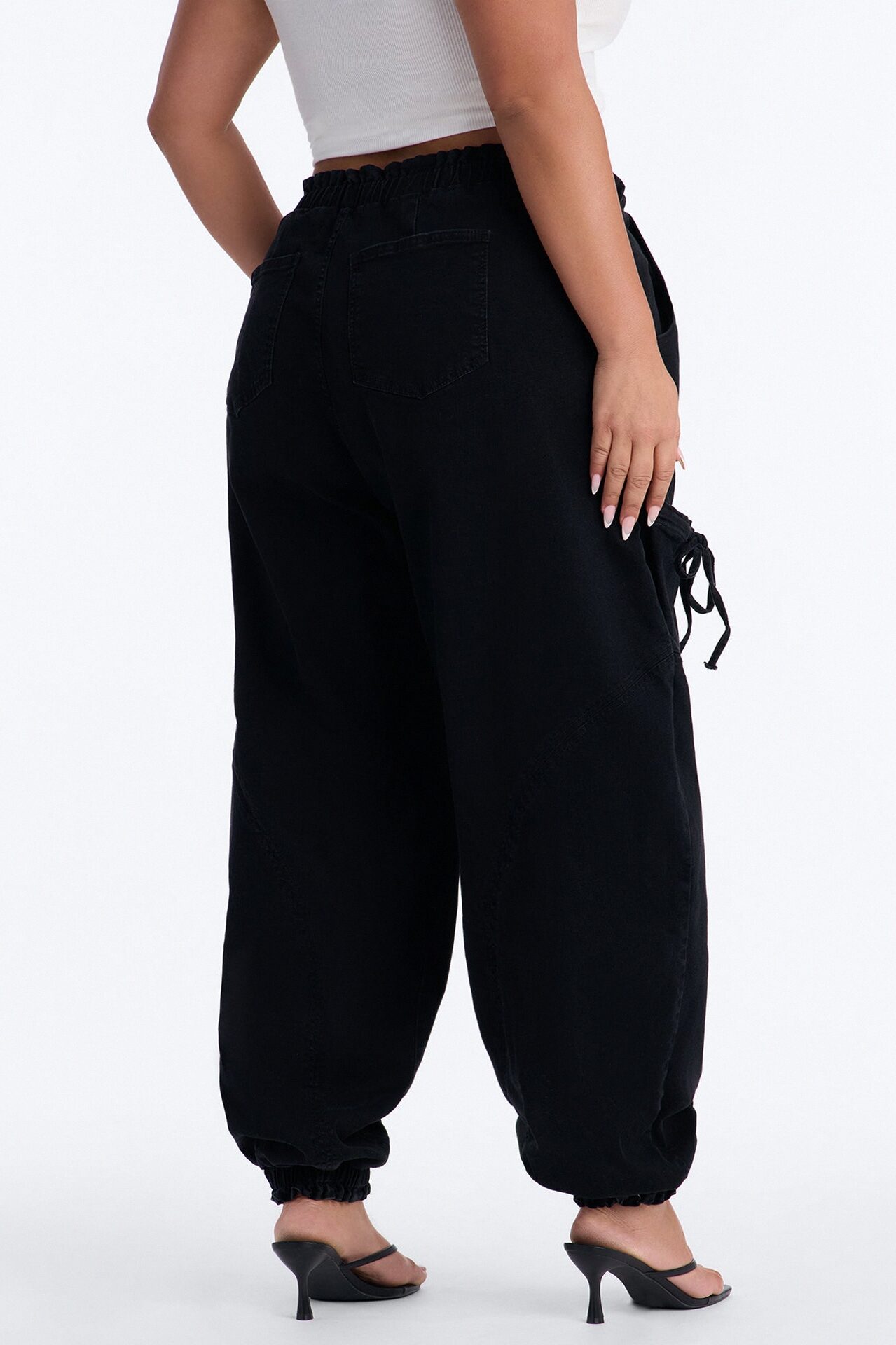 Sunbound Tie Waist Stretch Denim Joggers - Black