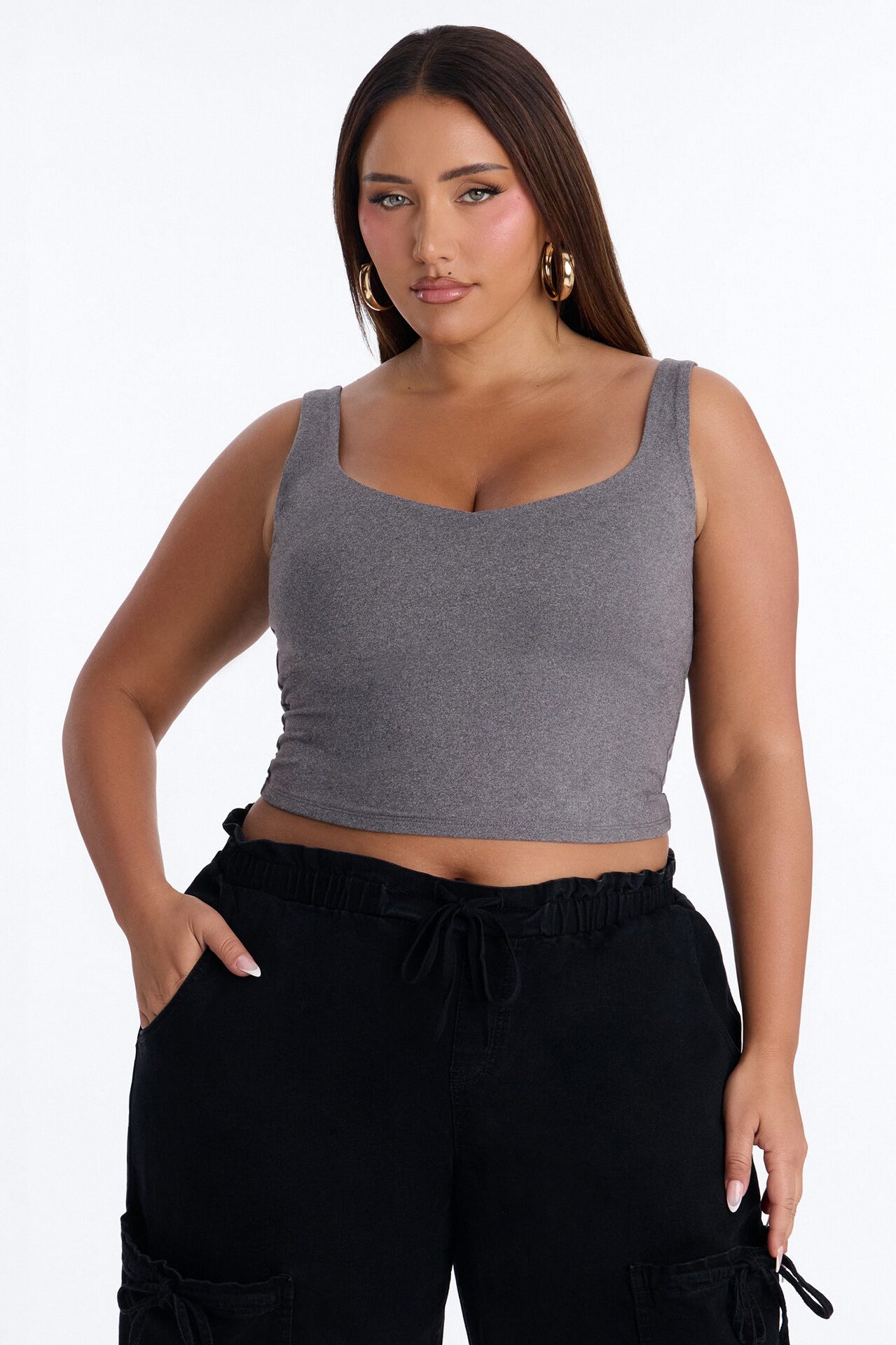 Quinn Double Lined Tank Top - Charcoal