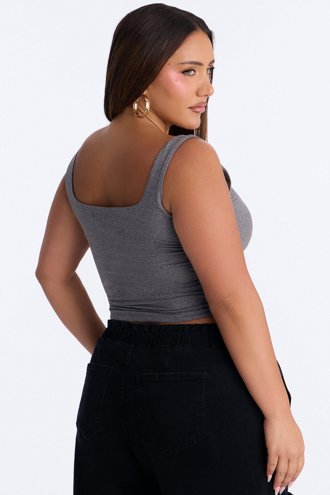 Quinn Double Lined Tank Top - Charcoal