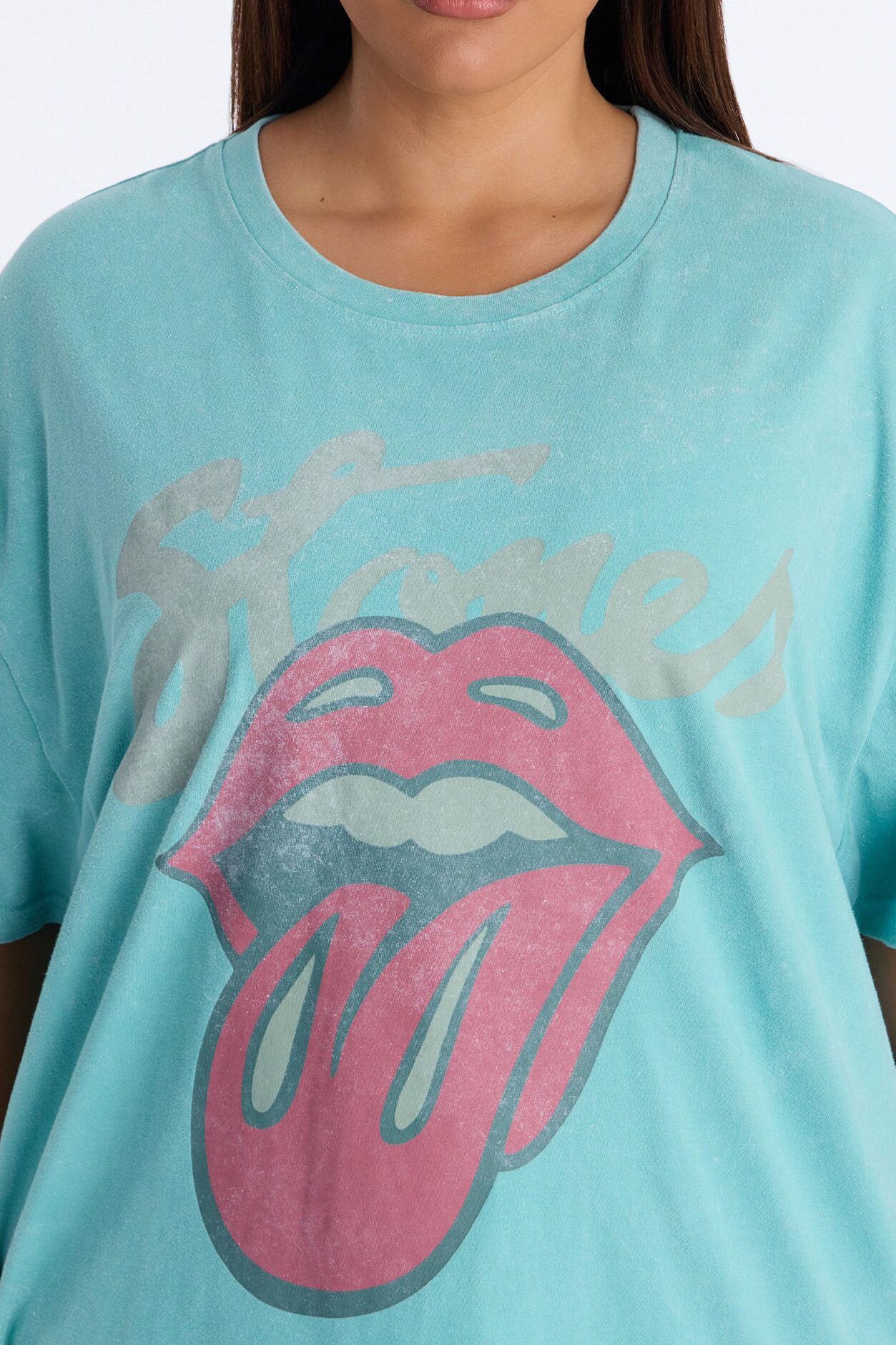 Rolling Stones Big Lips Washed Tee - Blue Wash