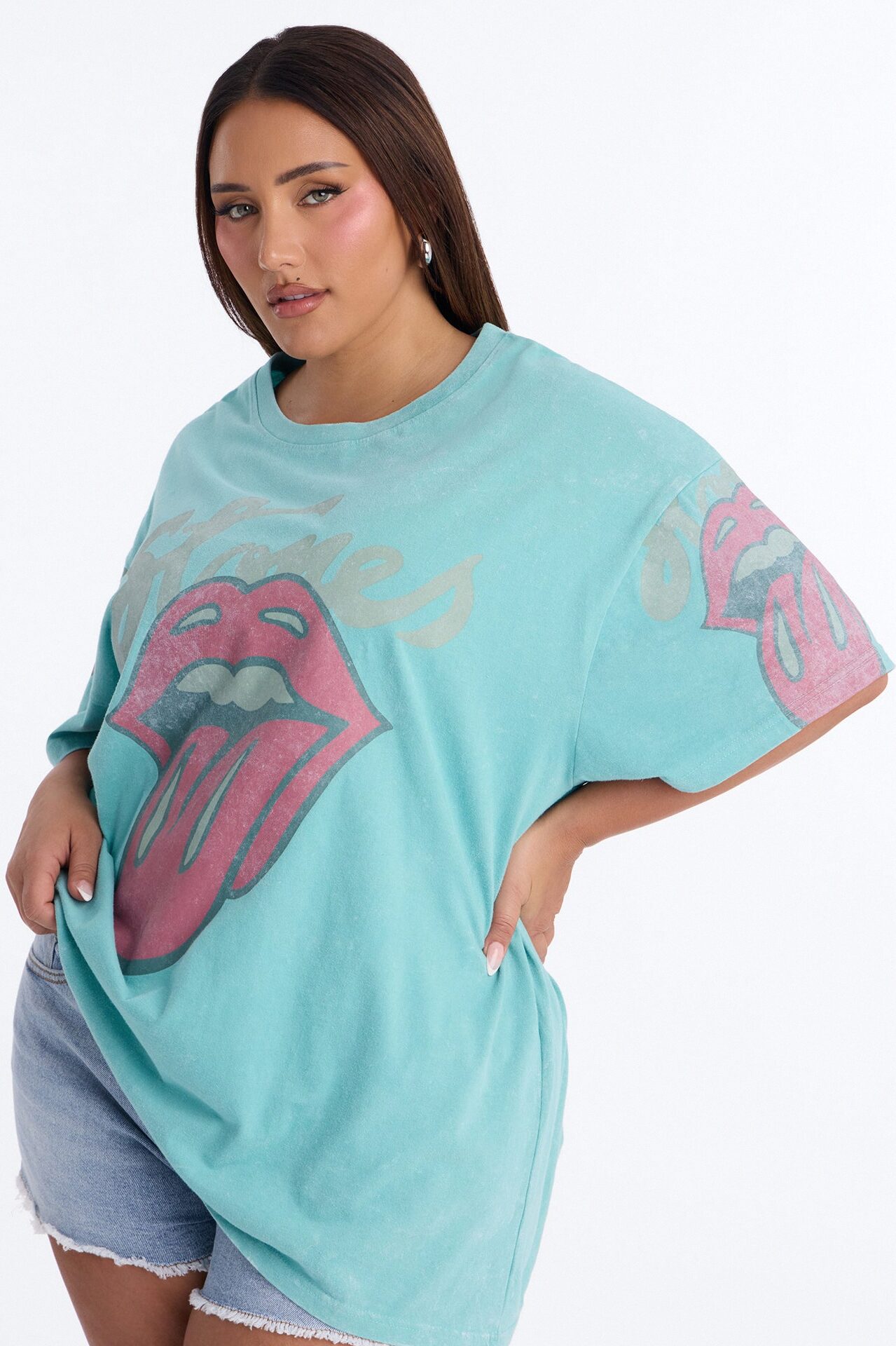 Rolling Stones Big Lips Washed Tee - Blue Wash