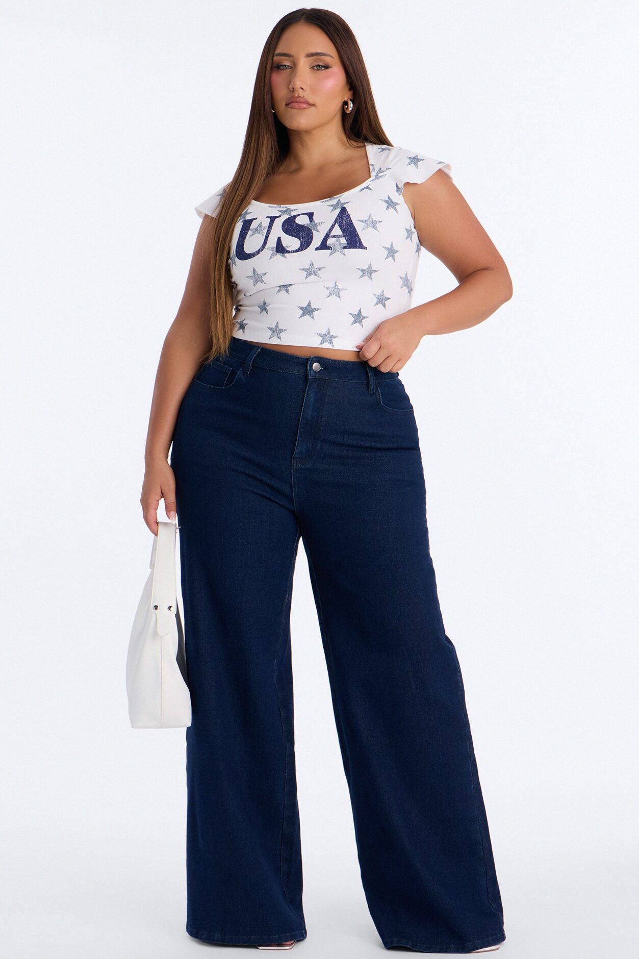USA Allover Star Baby Tee - White/combo