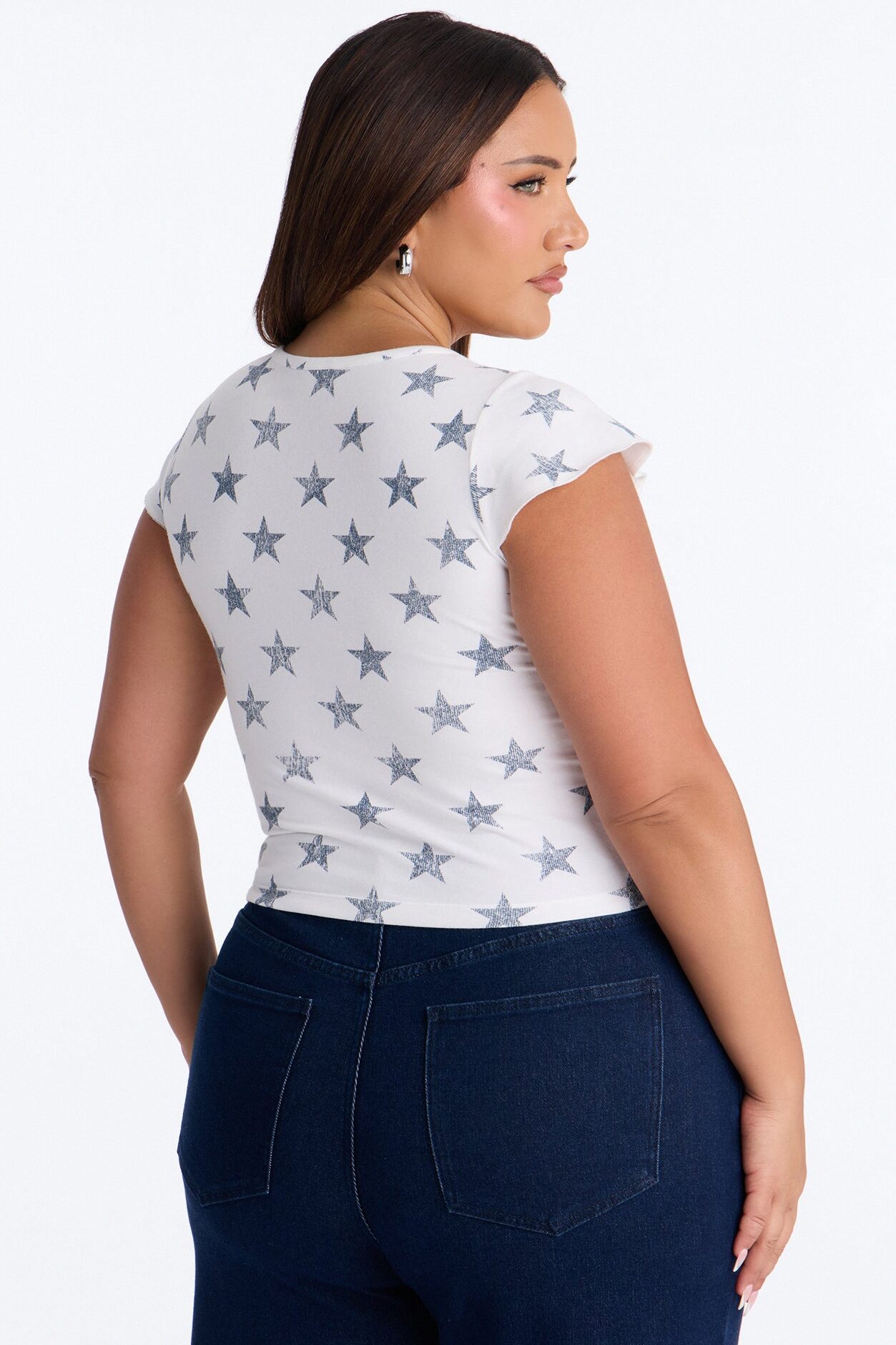 USA Allover Star Baby Tee - White/combo
