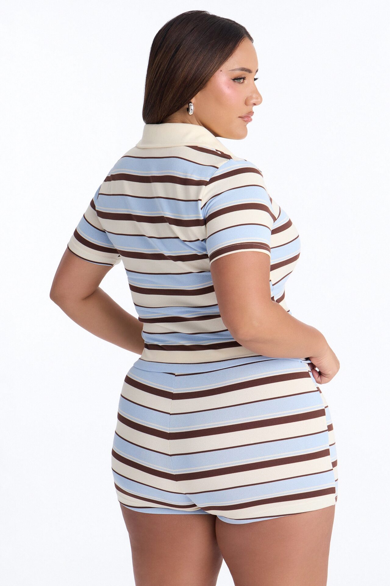 Bella Striped Short Set - Blue/combo
