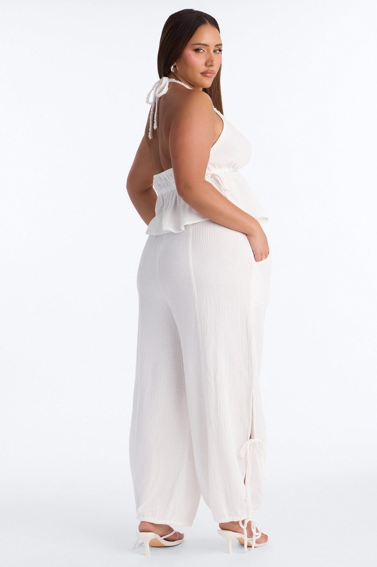 Azuki Balloon Pant Set - White
