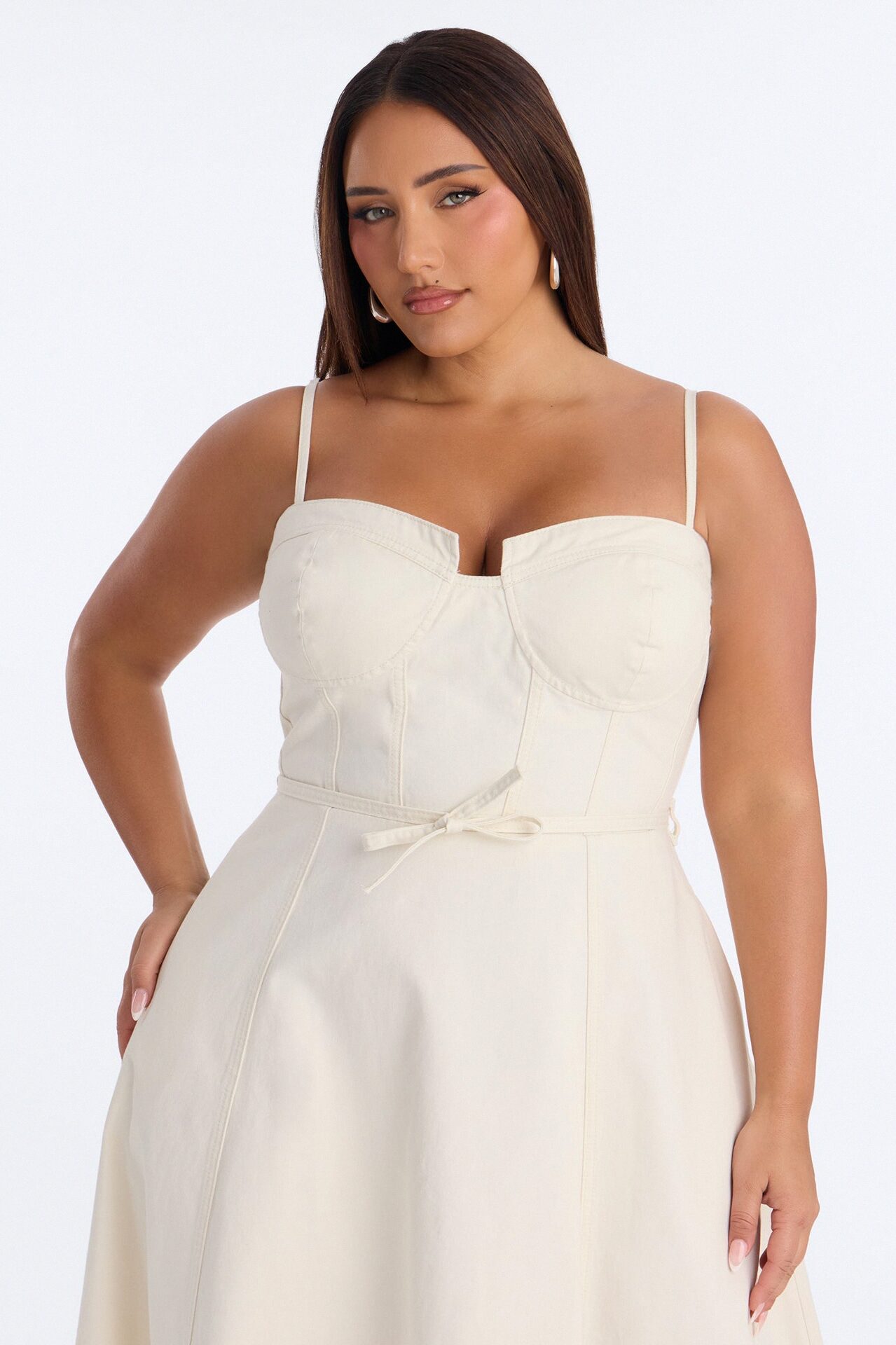 Sweet Chick Denim Midi Dress - White