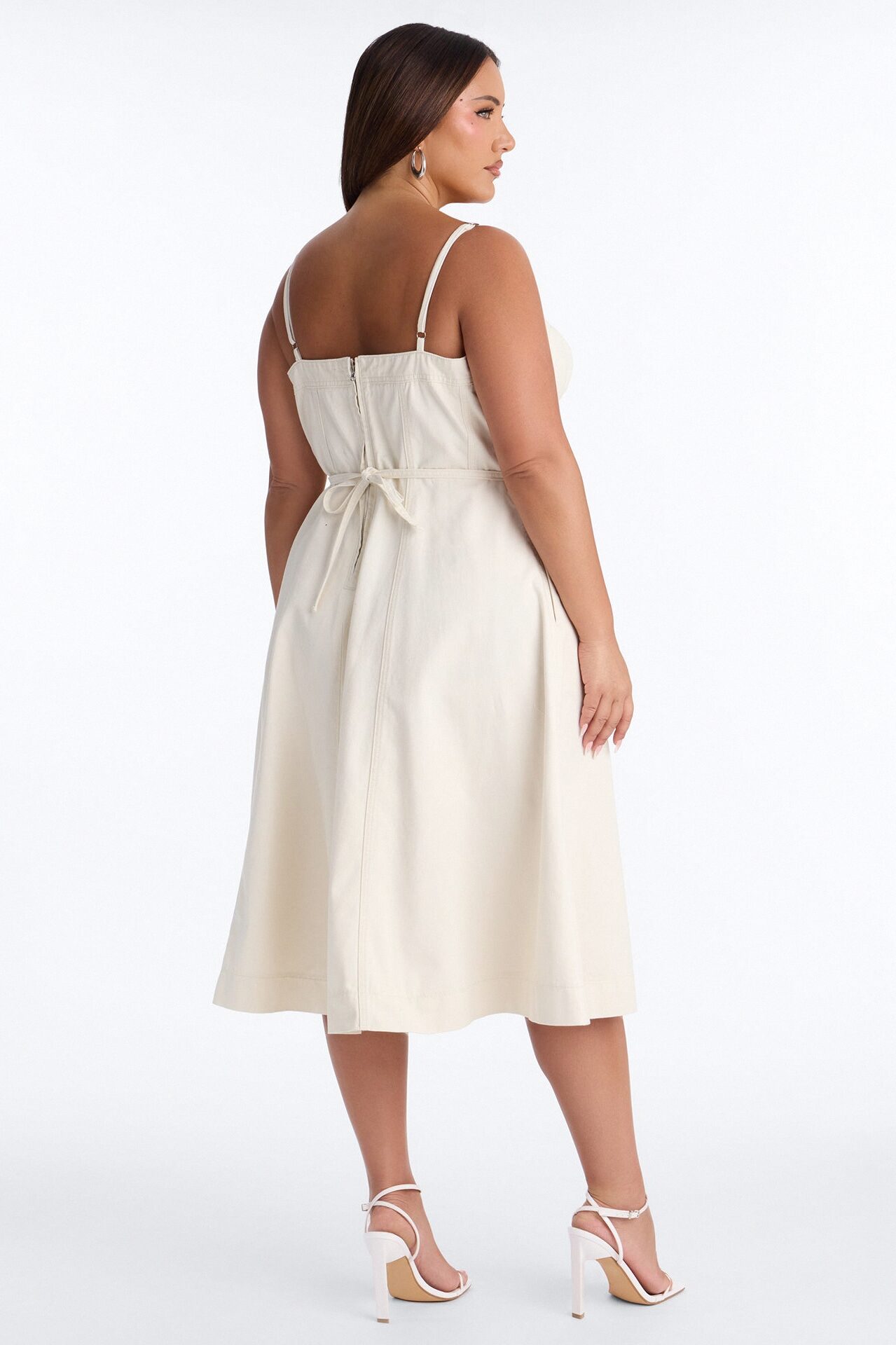 Sweet Chick Denim Midi Dress - White