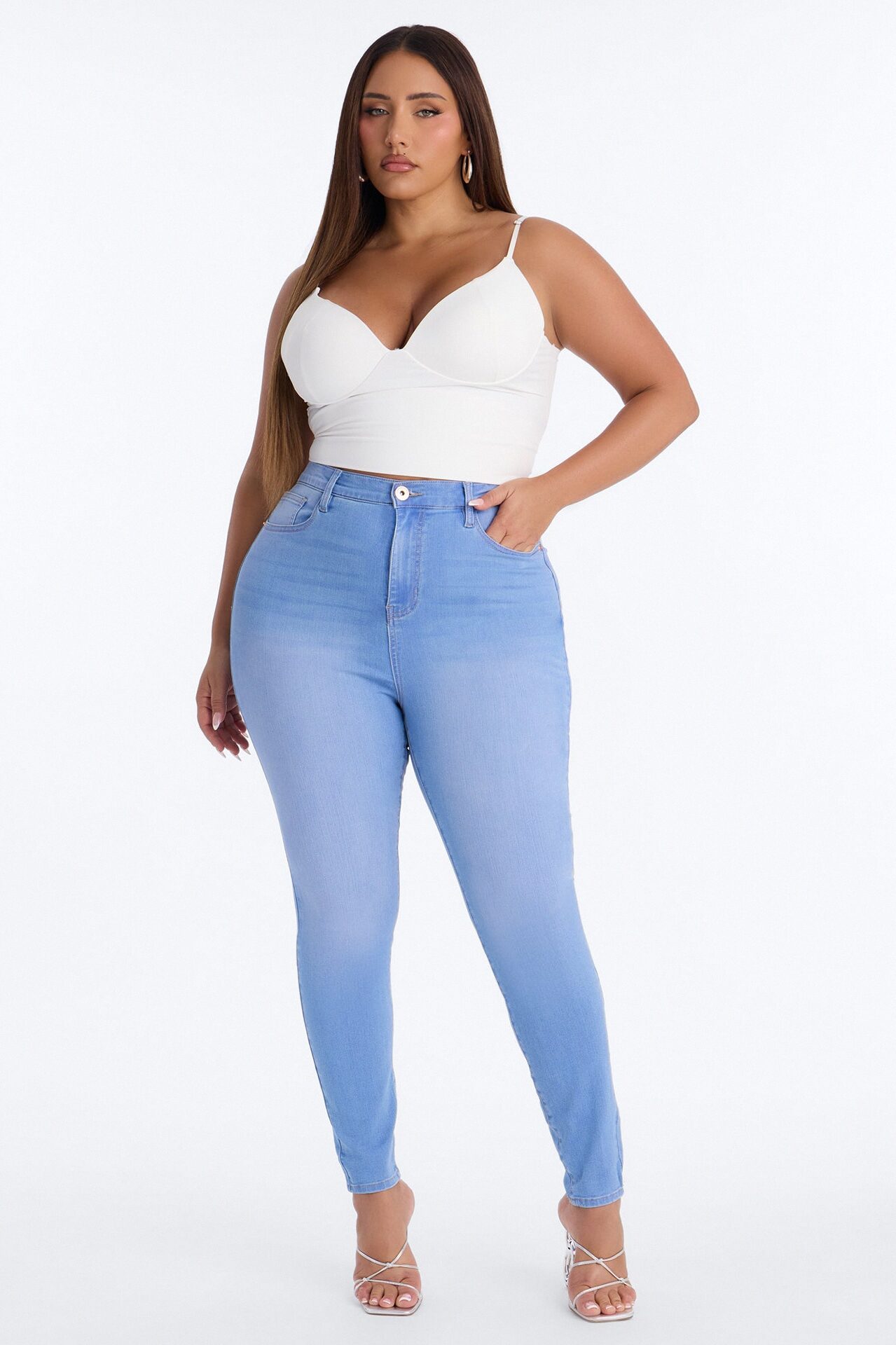 Tall Show Off The Curves Super Stretch Booty Lifter Skinny Jeans - Medium Blue Wash