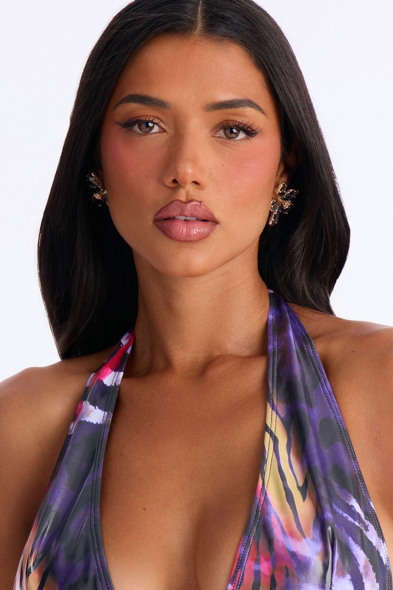 Poppy Floral Earrings - Gold/Blue