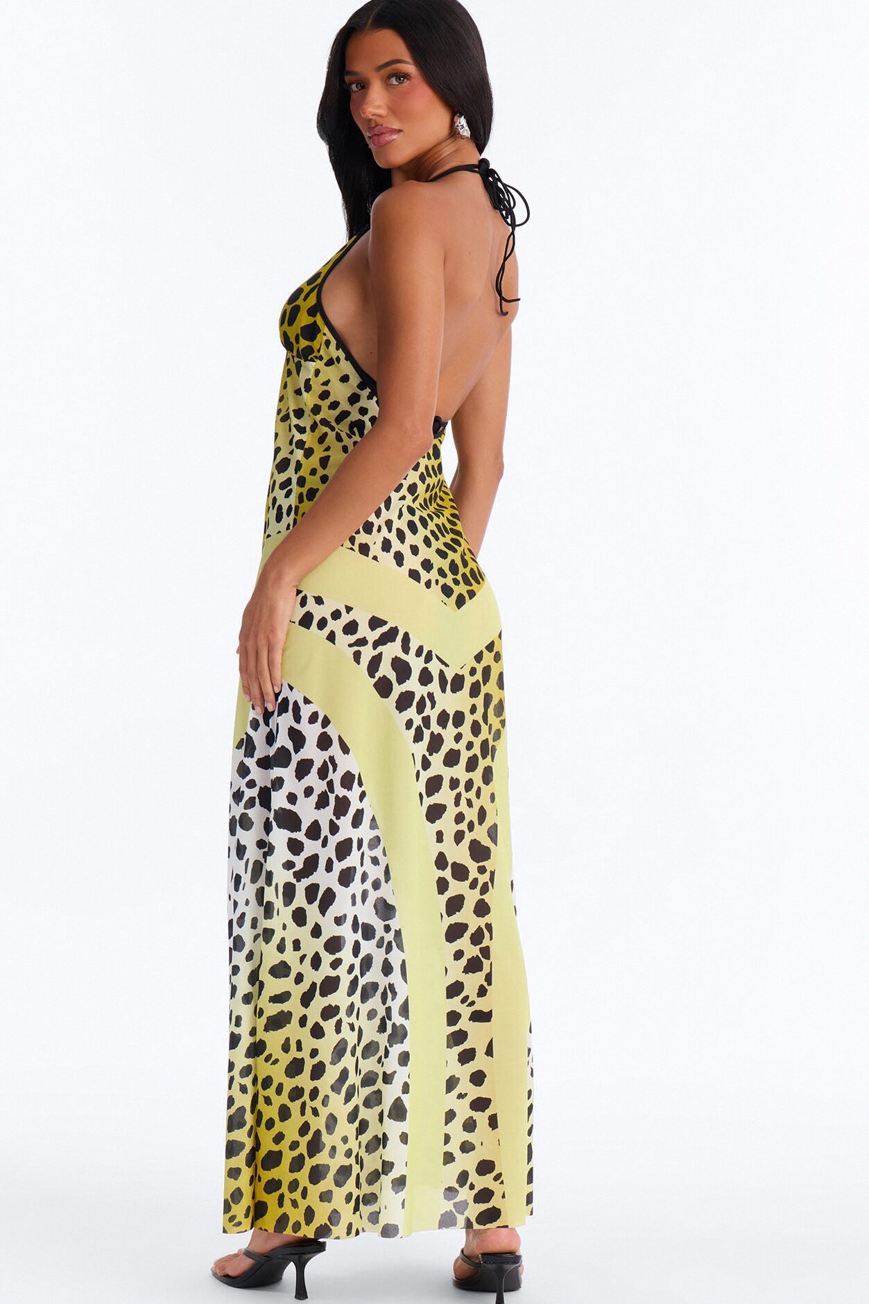 Party Princess Leopard Swim Cover Up Maxi Dress - Leopard