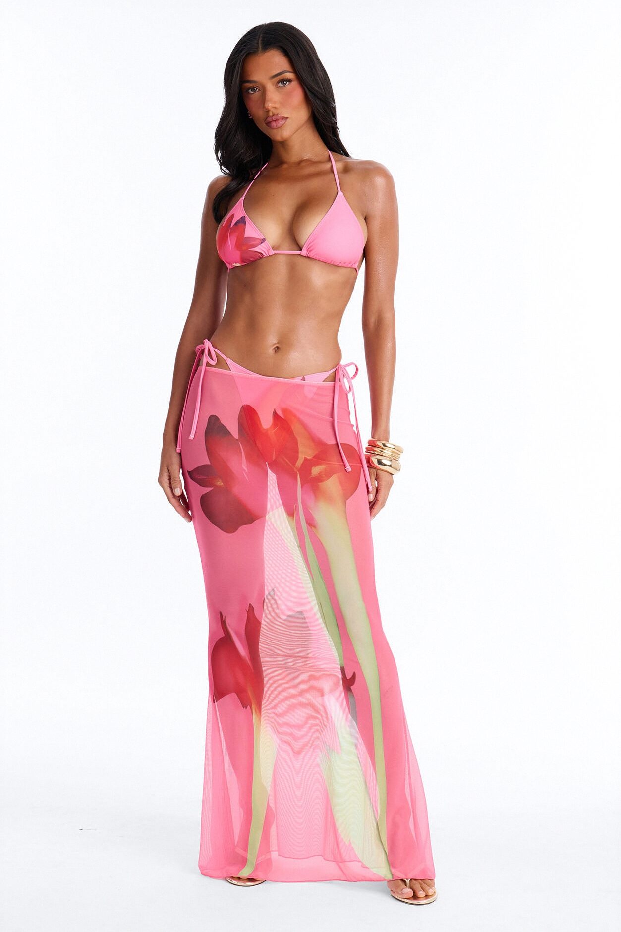 Can't Find The Words Bikini And Sarong - Pink/combo