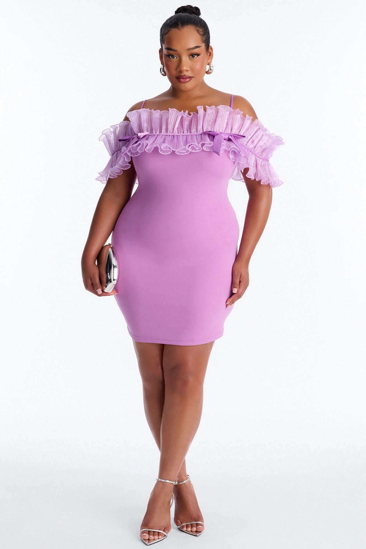 Mind Ur Business Ruffle Mini Dress - Lavender