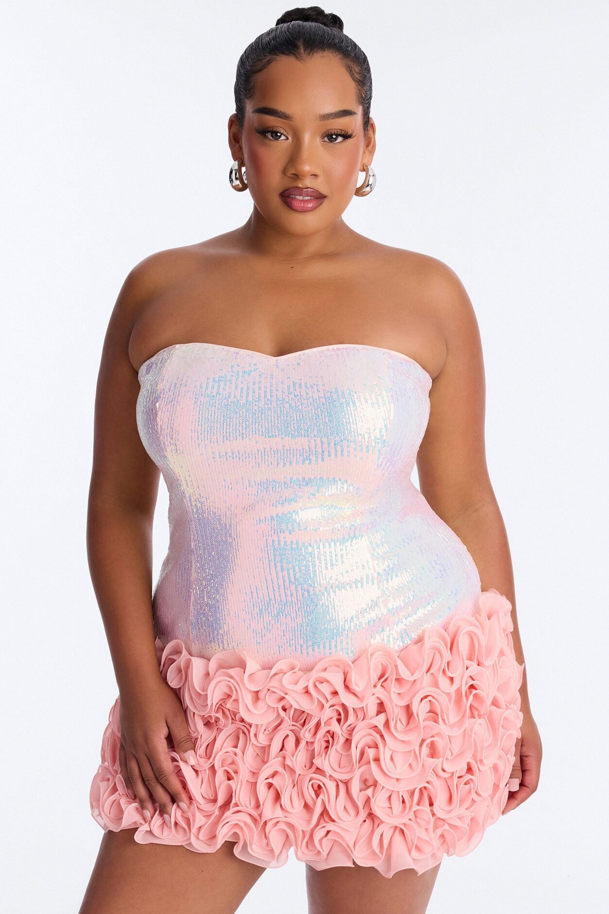 You Wish Strapless Sequin Micro Mini Dress - Pink