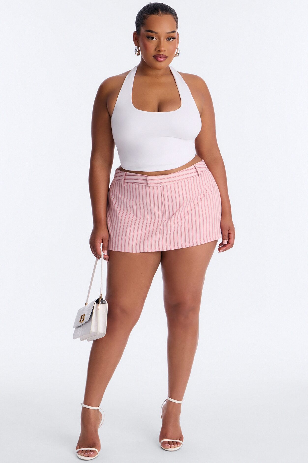 Tillie Striped Low Rise Micro Mini Skort - Pink/combo