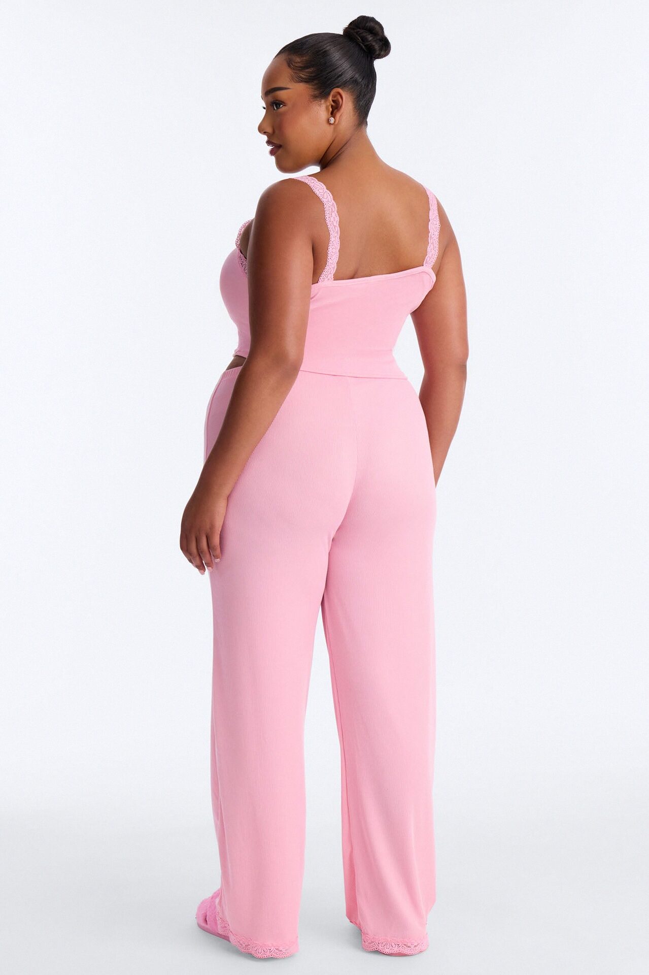 Sleep Late Ribbed PJ Pant Set - Pink