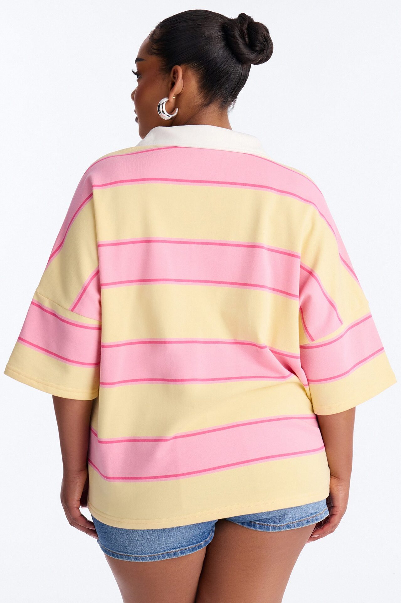 Emerson Striped Short Sleeve Polo Top - Yellow/combo