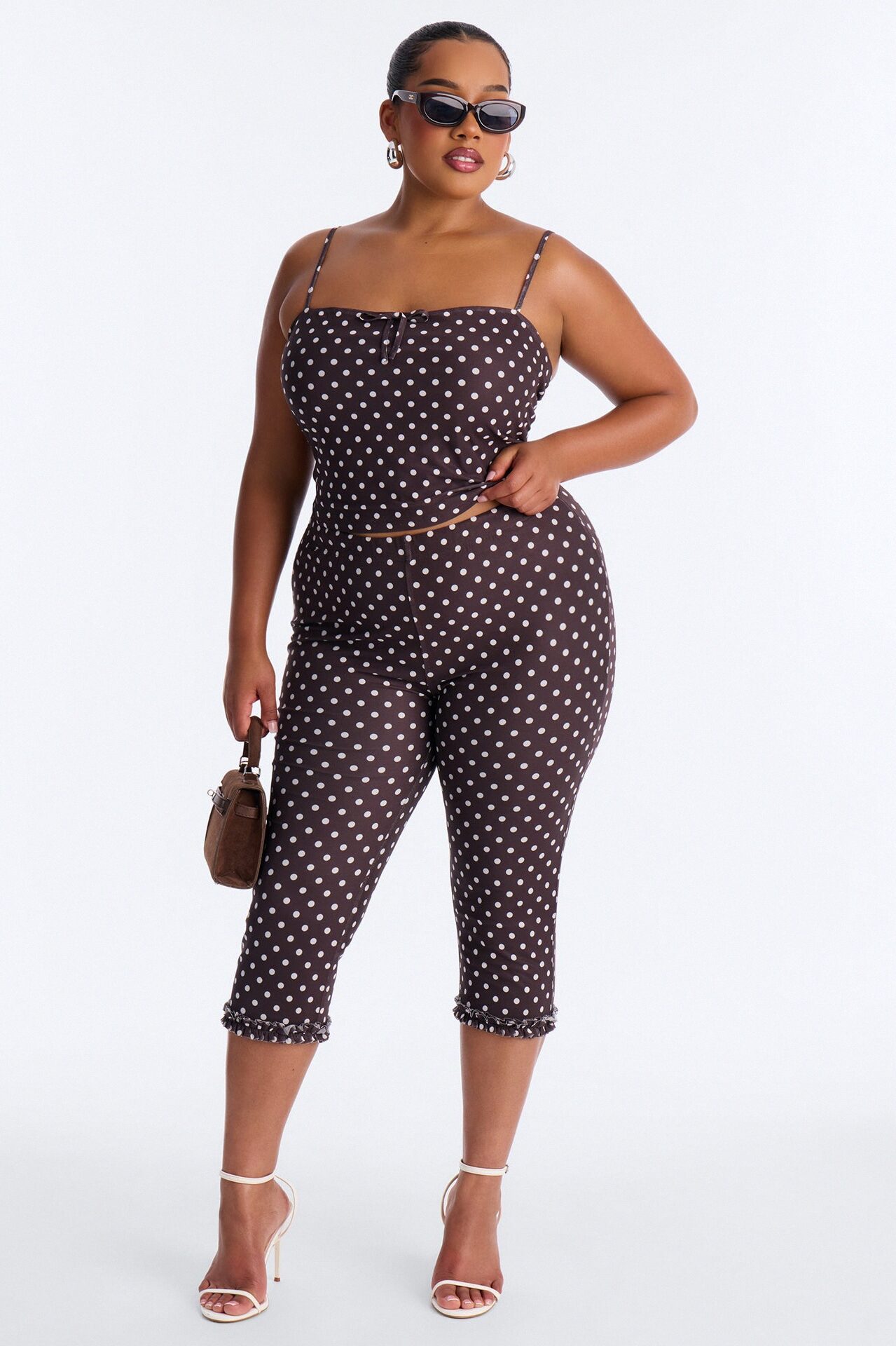 My Sweet Spot Polka Dot Capri Set - Chocolate