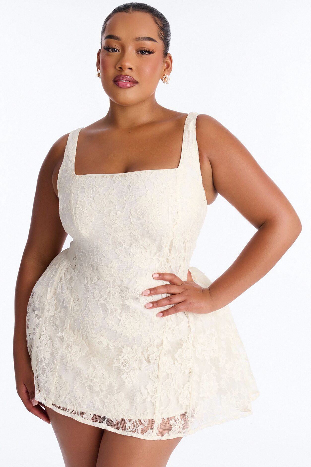 Little Miss Perfect Lace Micro Mini Dress - Ivory