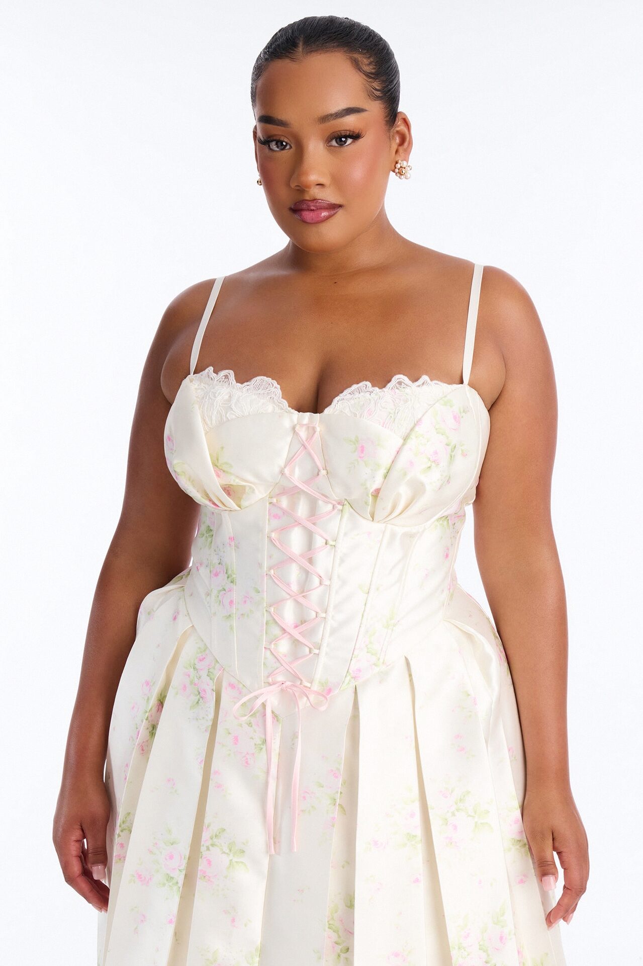 Tea Party Pleated Taffeta Gown - Cream/combo