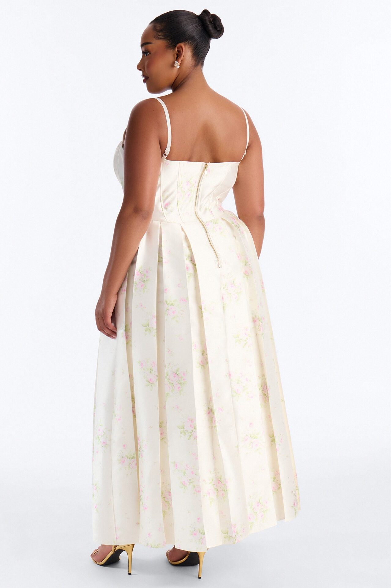 Tea Party Pleated Taffeta Gown - Cream/combo