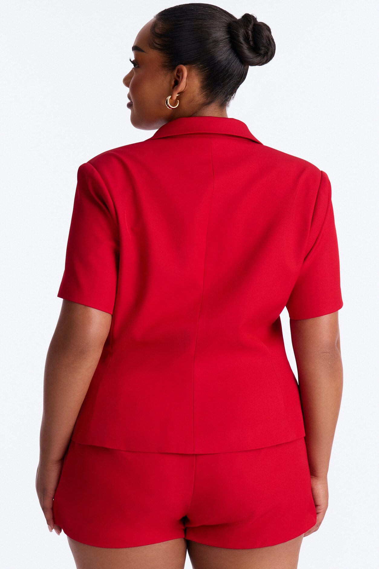 Your New Obsession Fitted Short Sleeve Blazer - Red