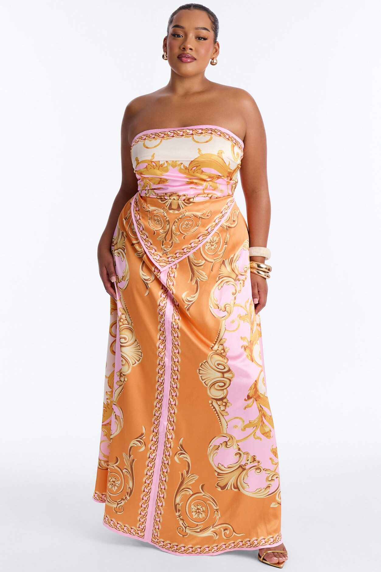 Kimberly Printed Hankerchief Maxi Dress - Orange/combo