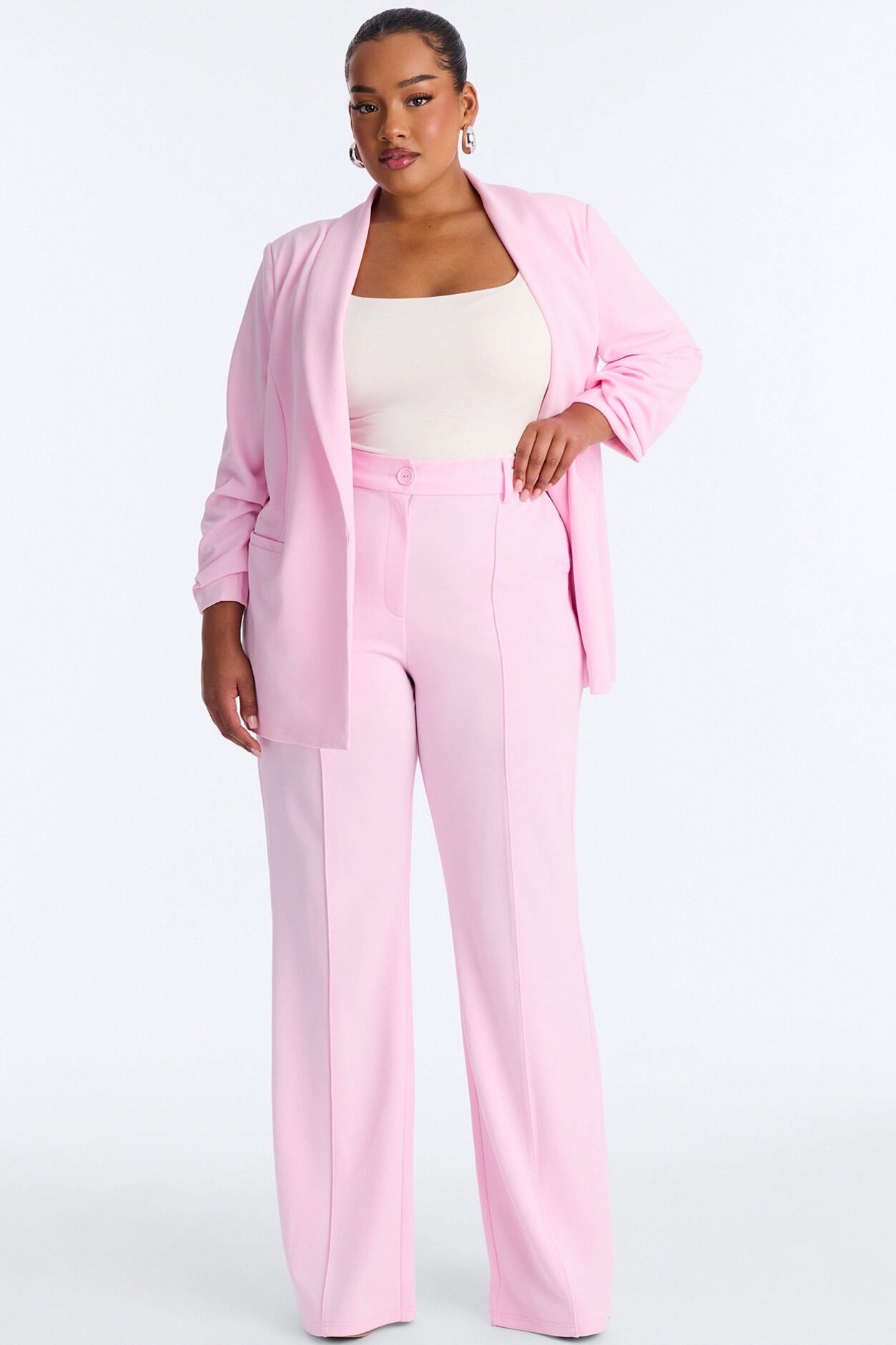 Heidi Wide Leg Trouser Pant - Light Pink