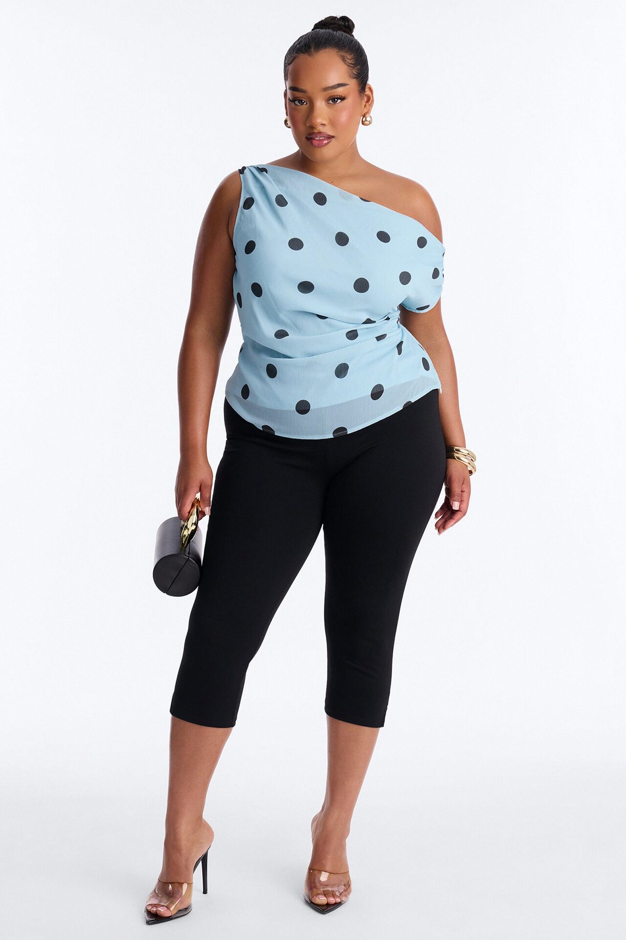 Just Being Me Polka Dot Chiffon Top - Blue/combo