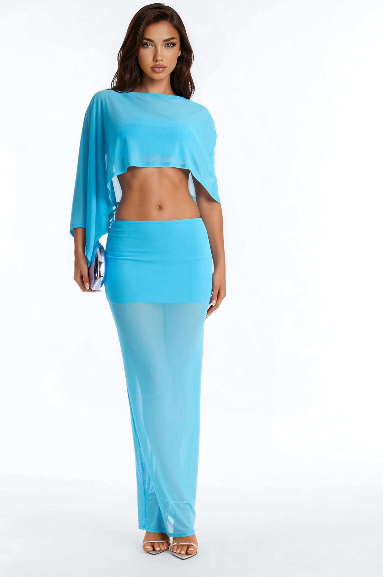 Enjoy The View 3 Piece Mesh Skirt Set - Aqua