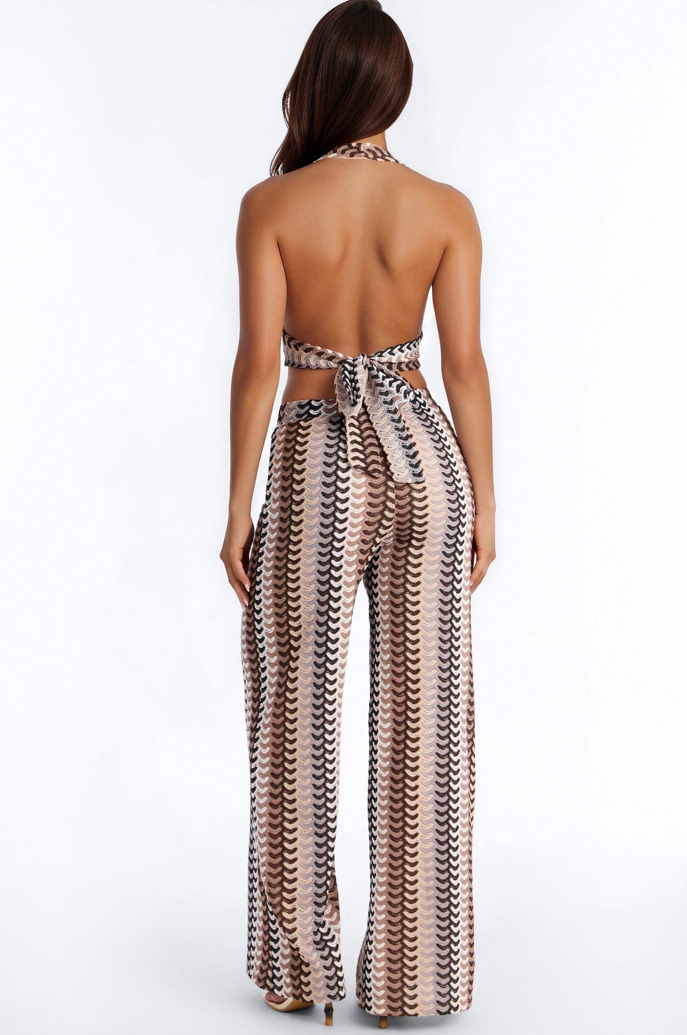 Tori Crochet Pant Set - Brown/combo