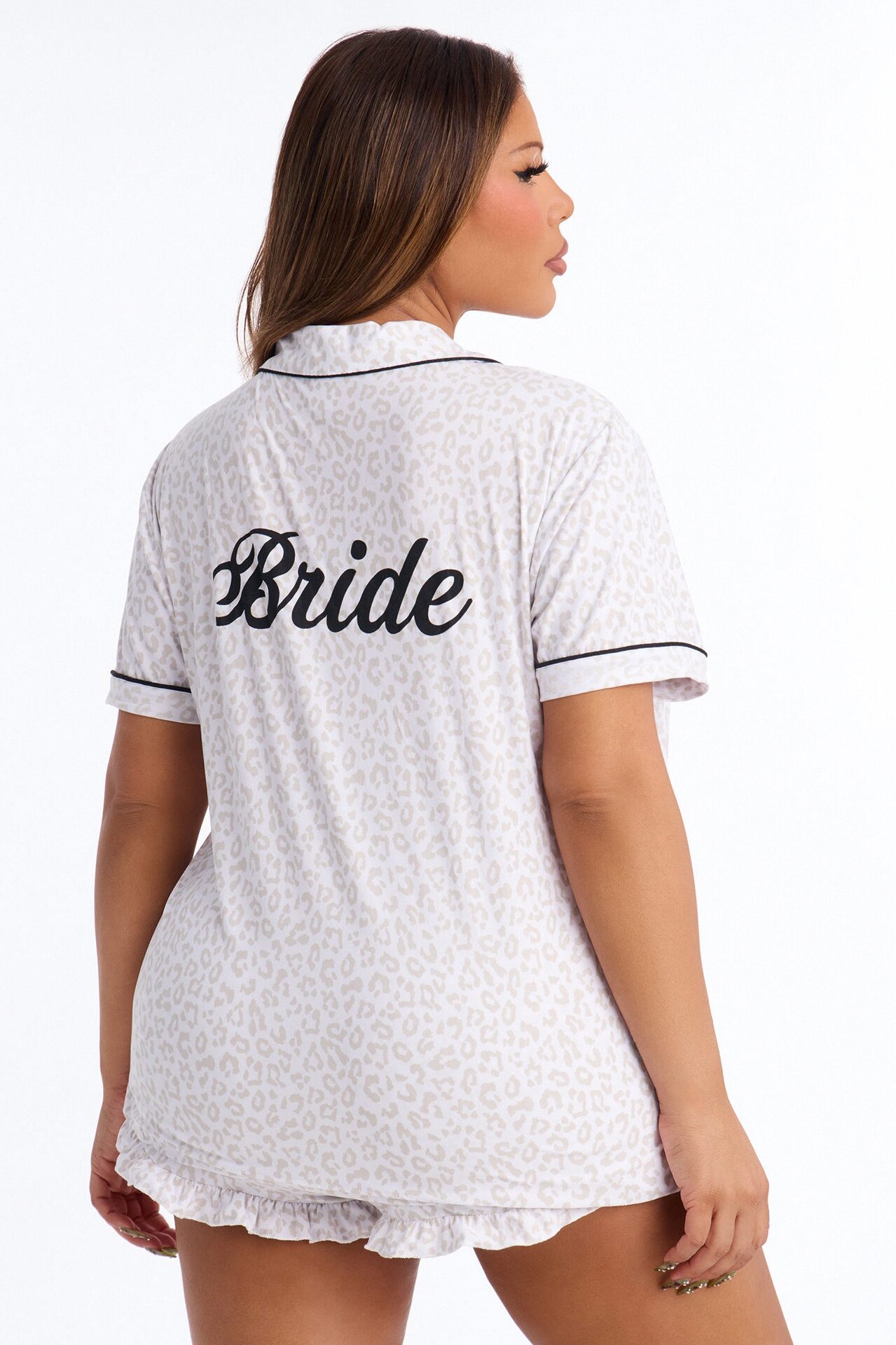 Bride Ready Notch Collar PJ Short Set - White