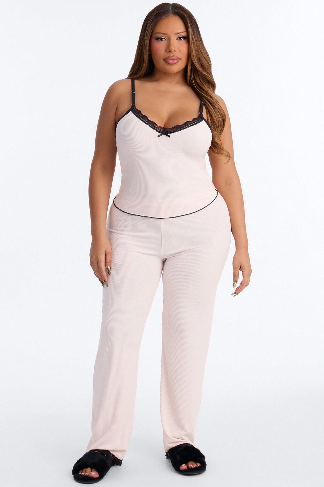 Always On My Mind Ribbed PJ Pant Set - Pink/combo