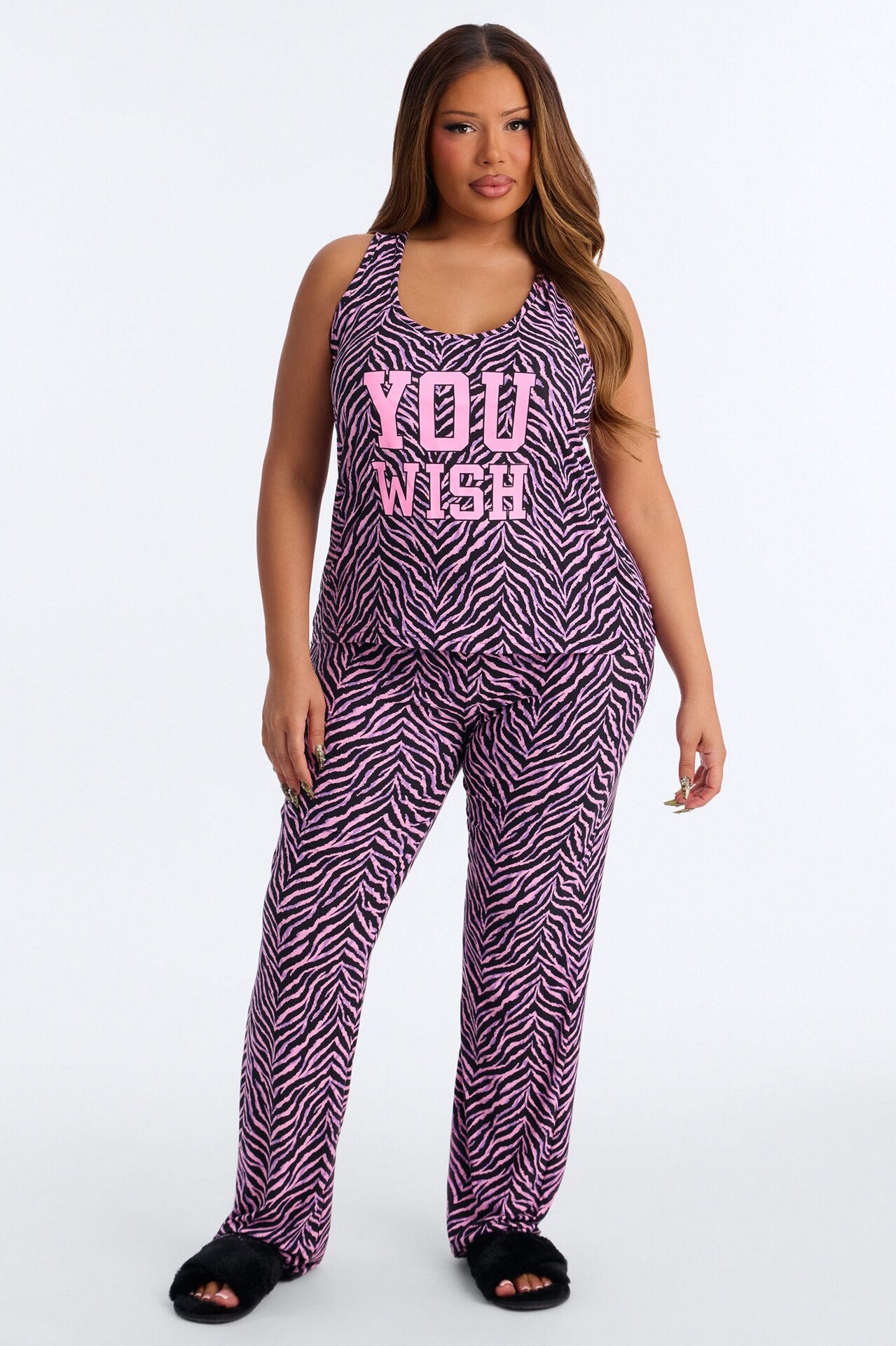 You Wish PJ Pant Set - Black/Pink
