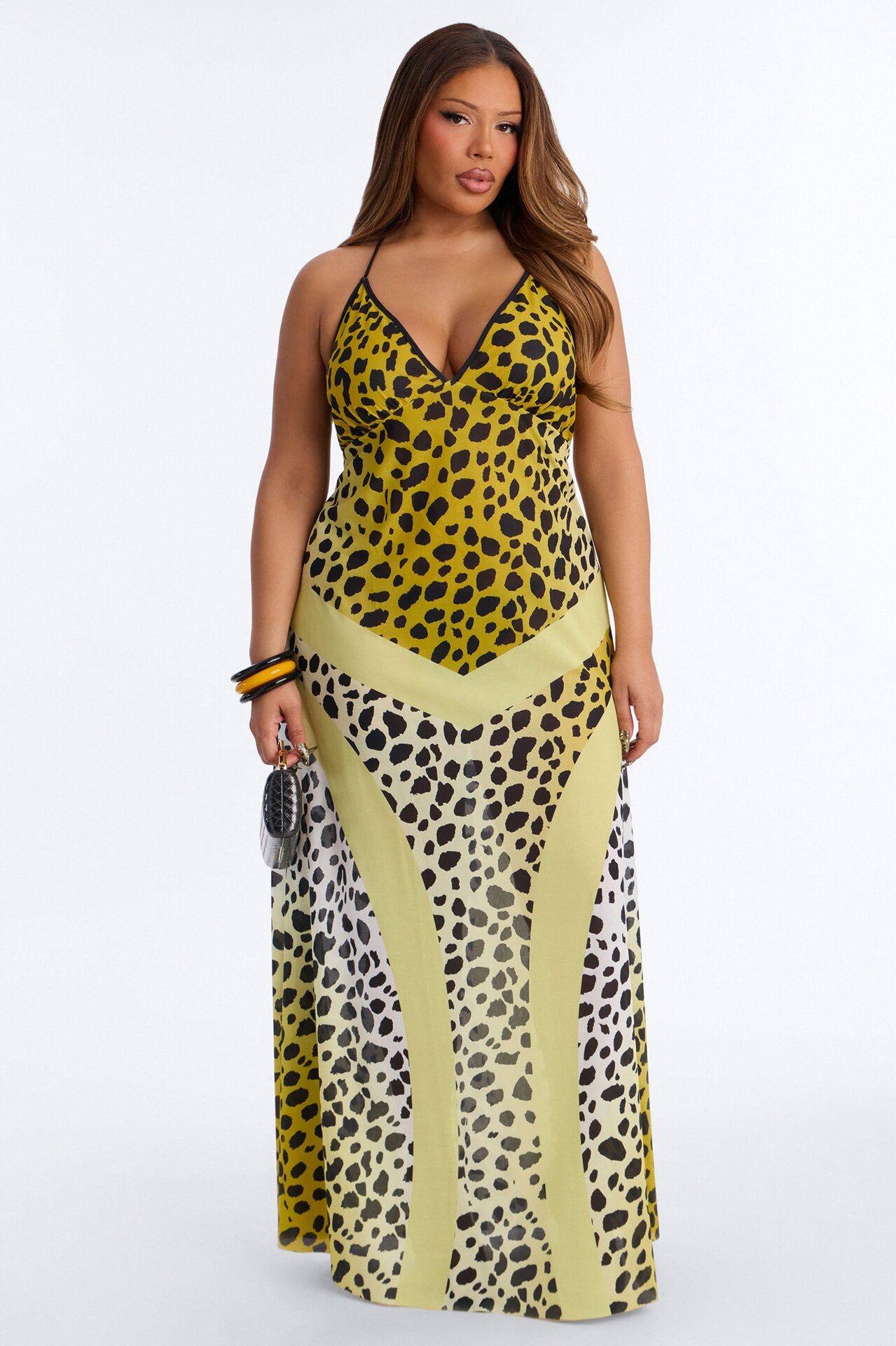 Party Princess Leopard Swim Cover Up Maxi Dress - Leopard