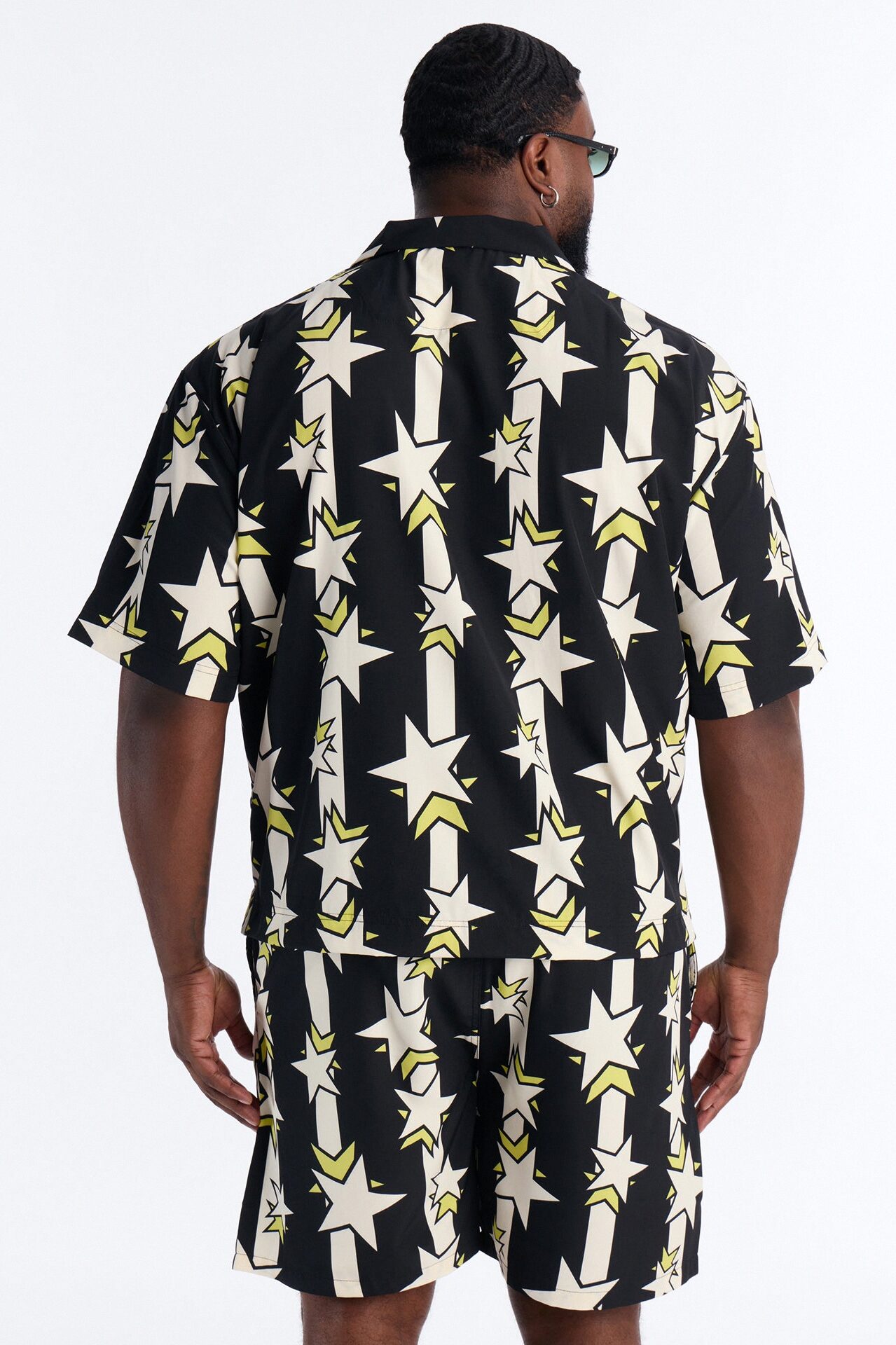 Relaxed Star Drift Cuban Collar Button Up Shirt - Multi Color
