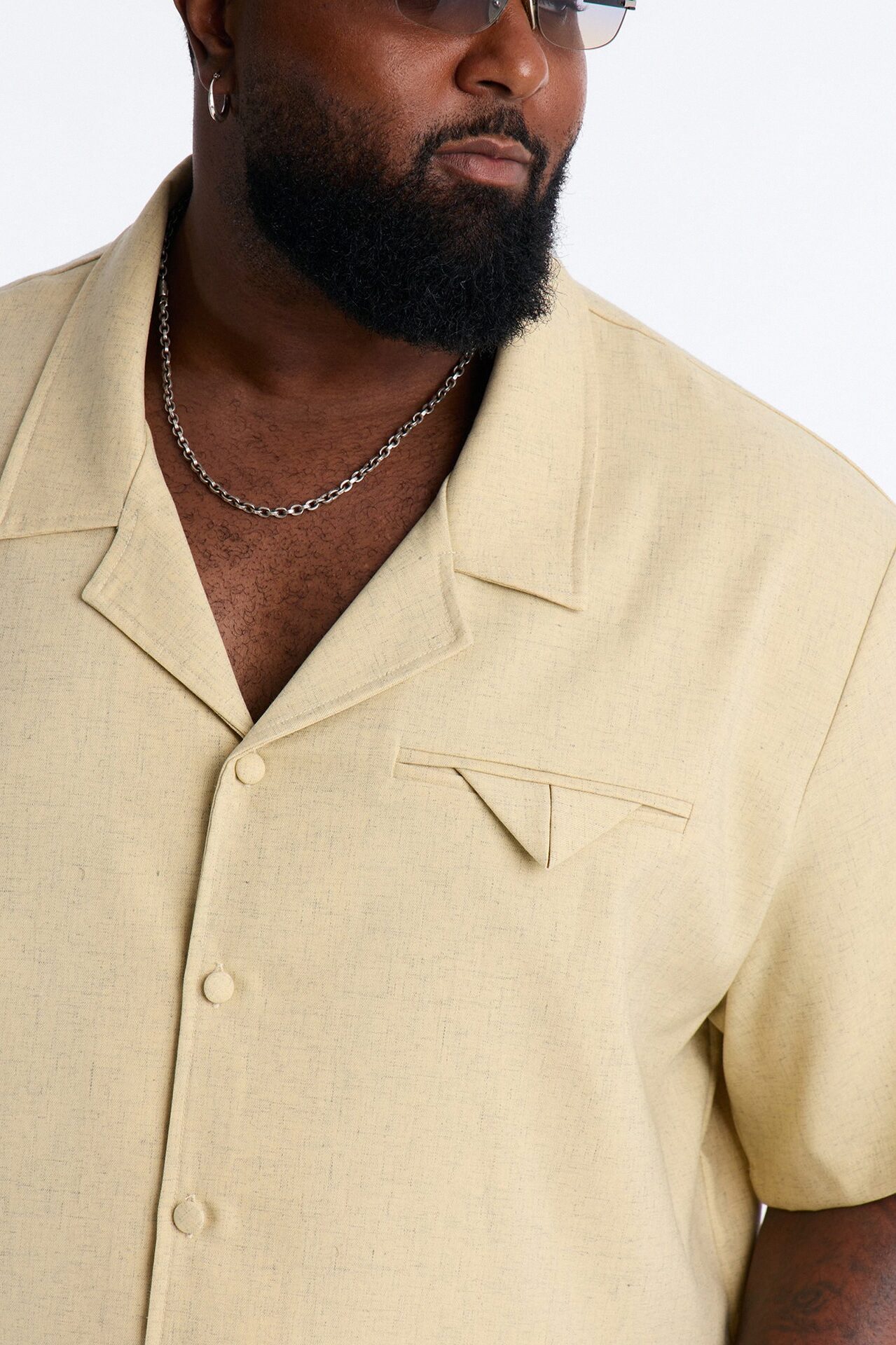 Maison Tailored Textured Button Up Shirt - Stone